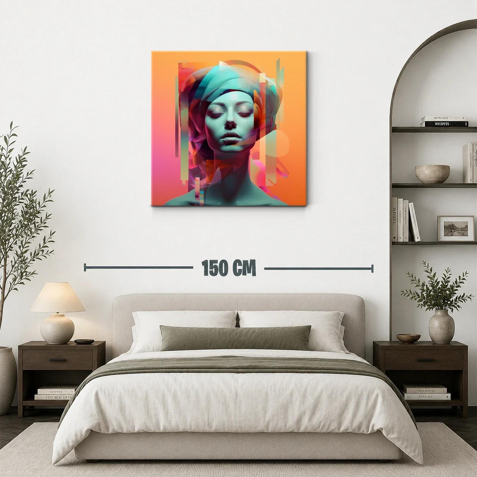 Retrato femenino con formas abstractas en tonos vibrantes — miniatura 3