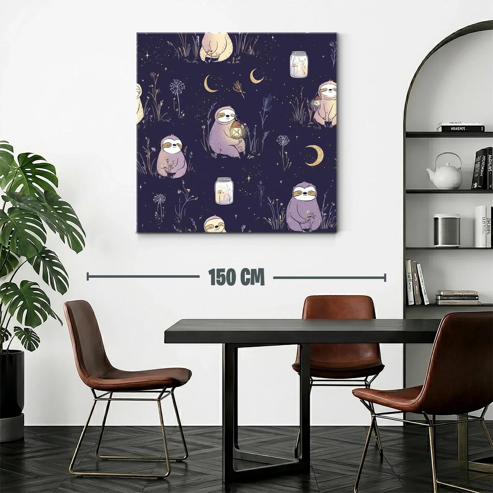 Cuadro infantil con perezosos y lunares dorados para habitación — miniatura 2