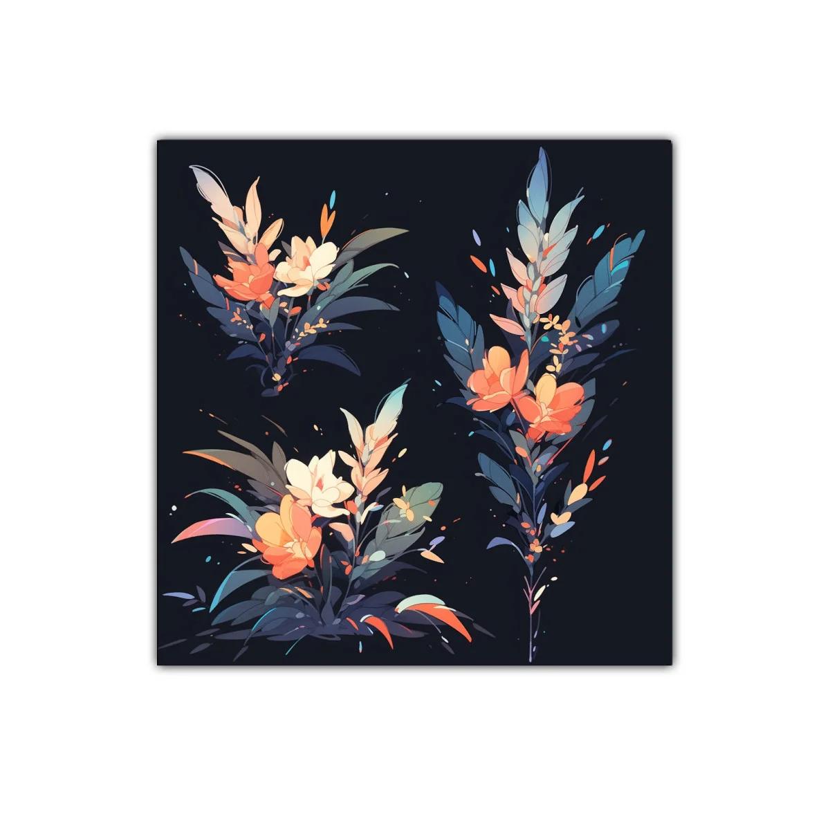 Composición floral moderna con tonos cálidos y fríos contrastantes — imagen principal