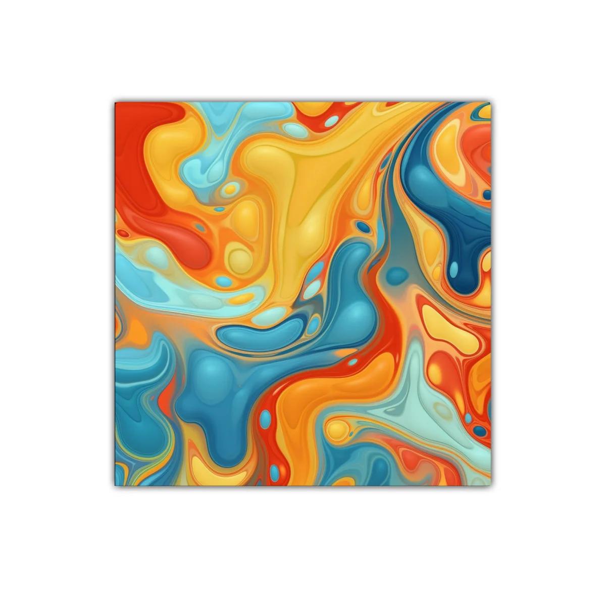 Cuadro decorativo abstracto con vibrantes tonos cálidos y fríos
