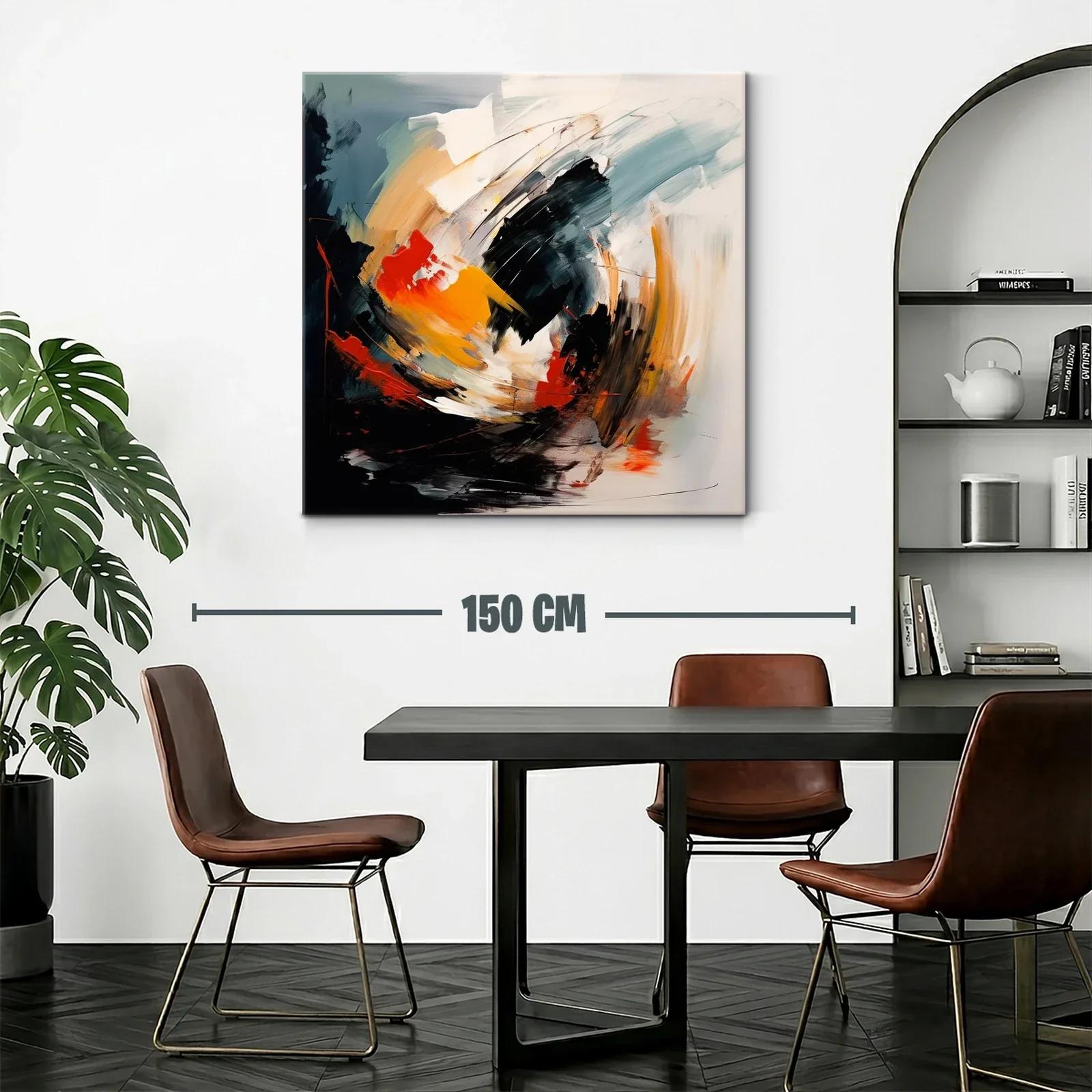 Cuadro abstracto con energía en tonos cálidos y oscuros — miniatura 2