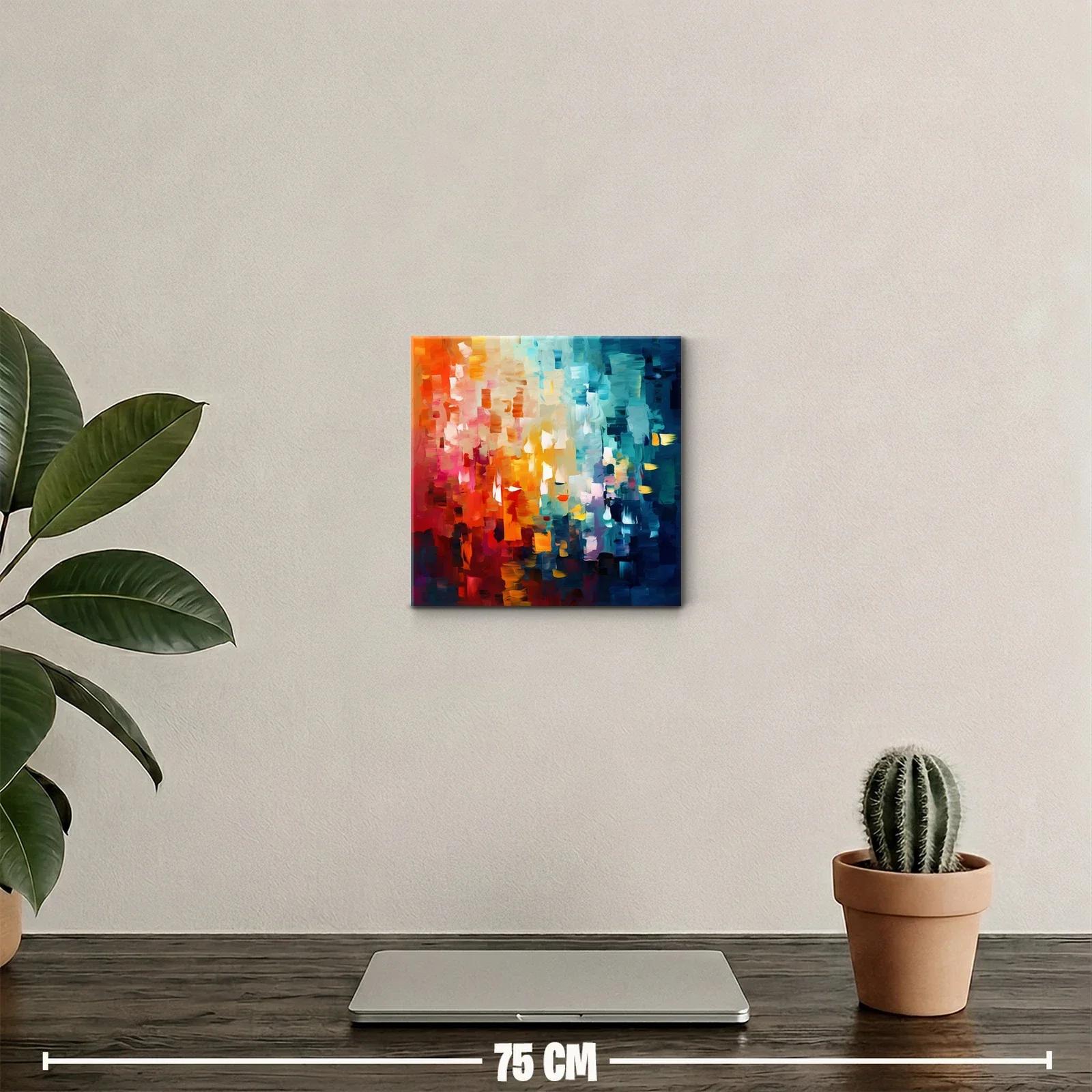 Cuadro abstracto con vibrantes tonos cálidos y fríos — miniatura 2