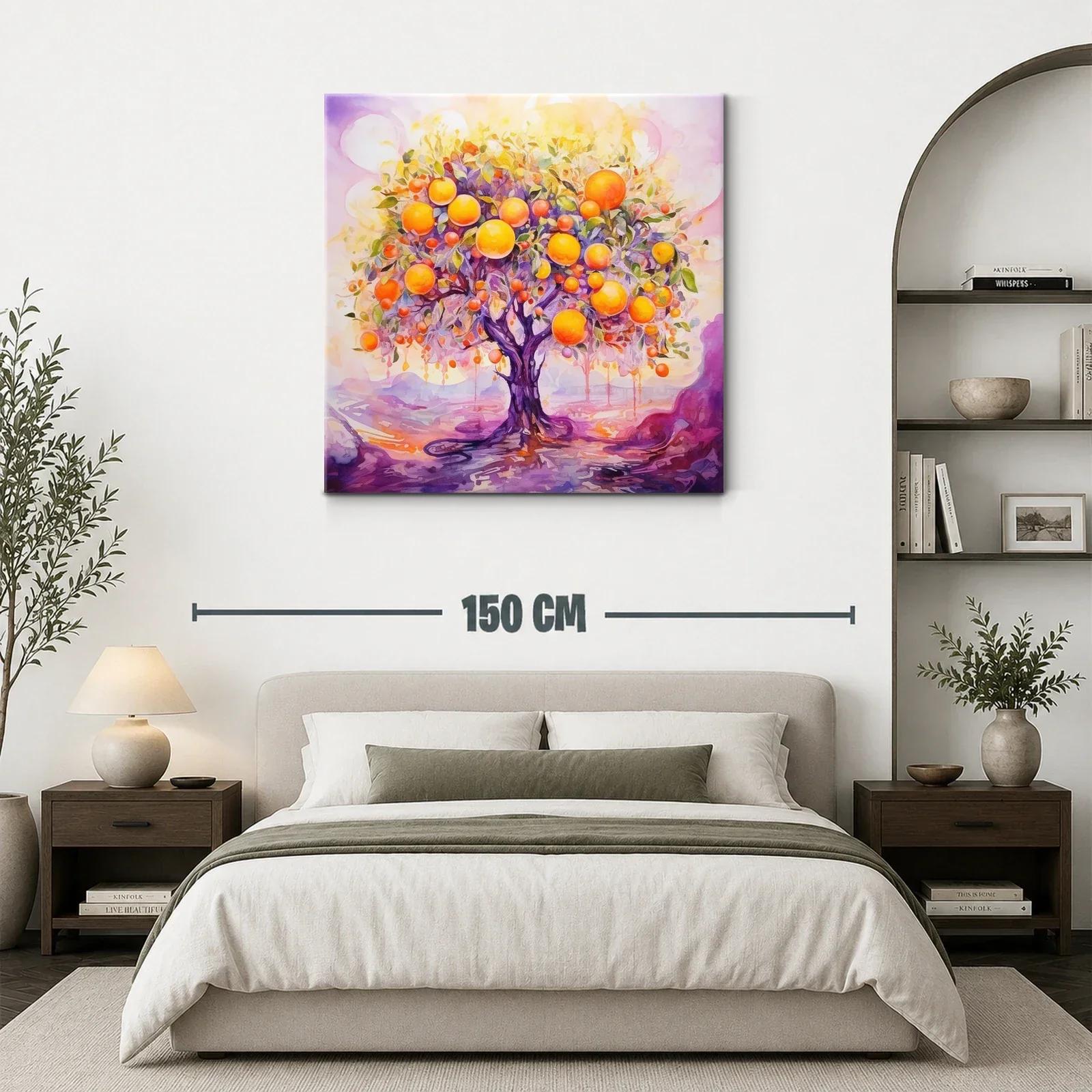 Árbol de frutas vibrantes en tonalidades cálidas y violetas — miniatura 3