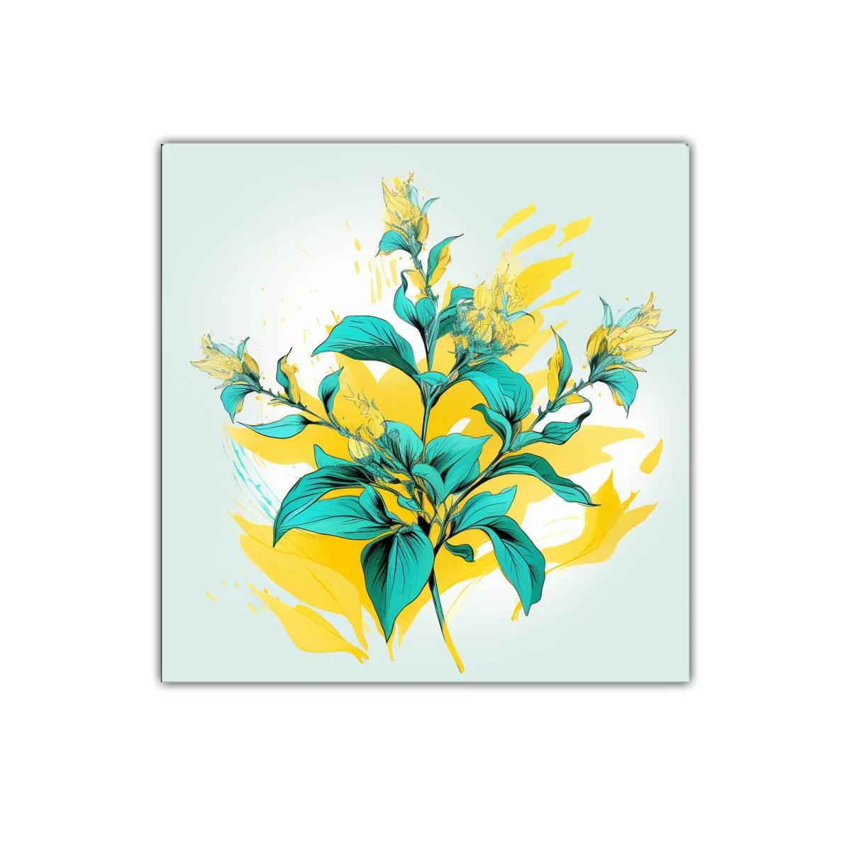 Flor Tropical vibrante en tonos turquesa y amarillo — imagen principal