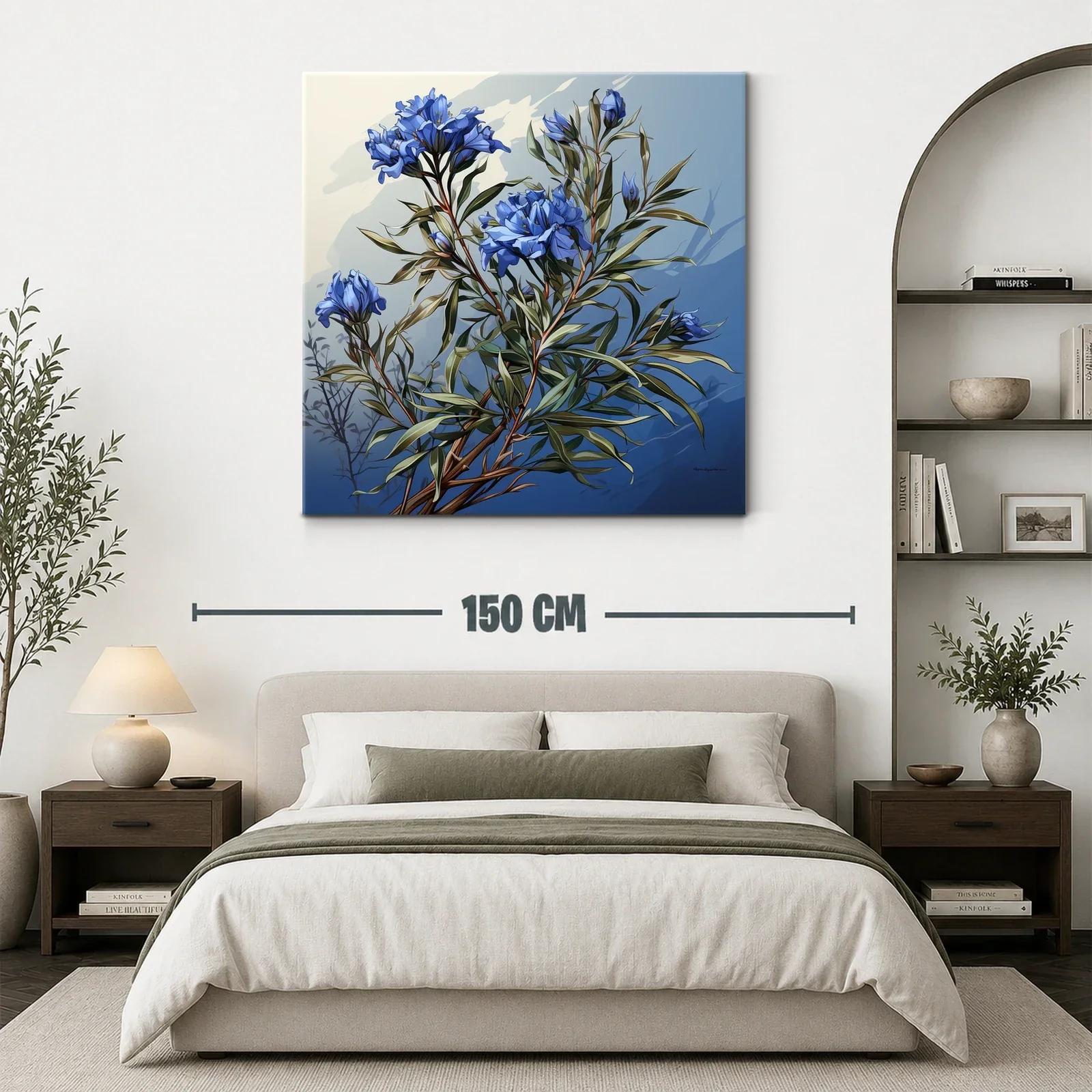 Ramas con flores azules sobre fondo degradado — miniatura 3