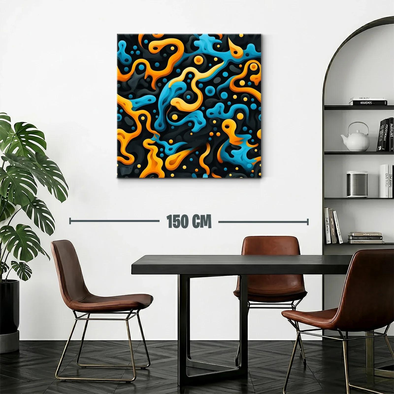 Composición Abstracta en Tonos Naranja y Azul Vibrante — miniatura 2