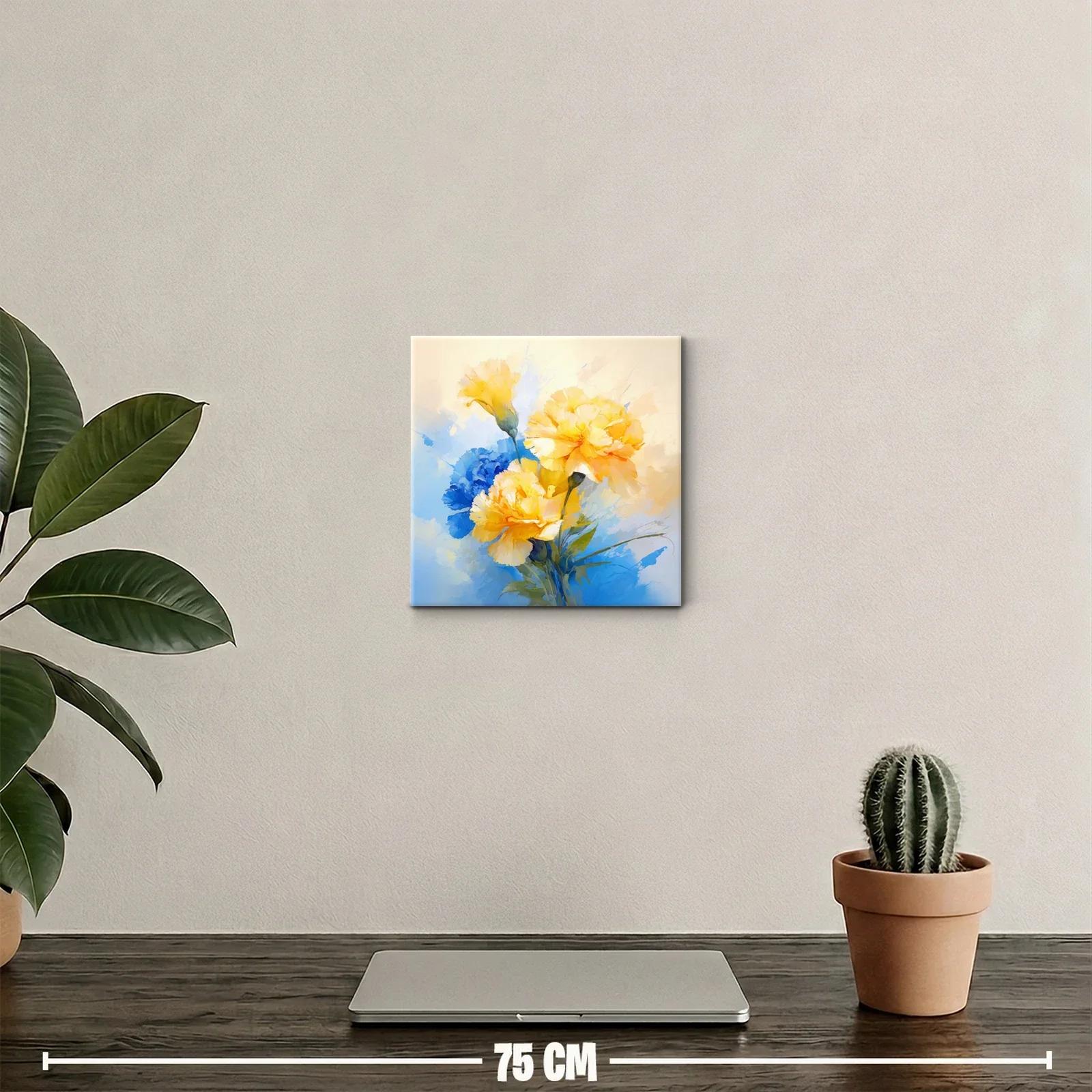 Cuadro decorativo con ramo de flores amarillas y azules — miniatura 2