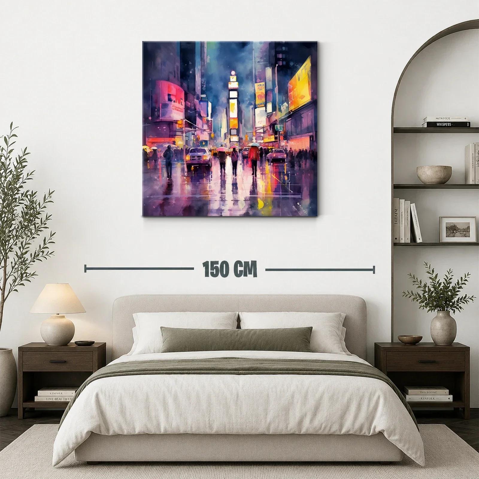 Atardecer lluvioso en ciudad moderna con luces vibrantes — miniatura 3
