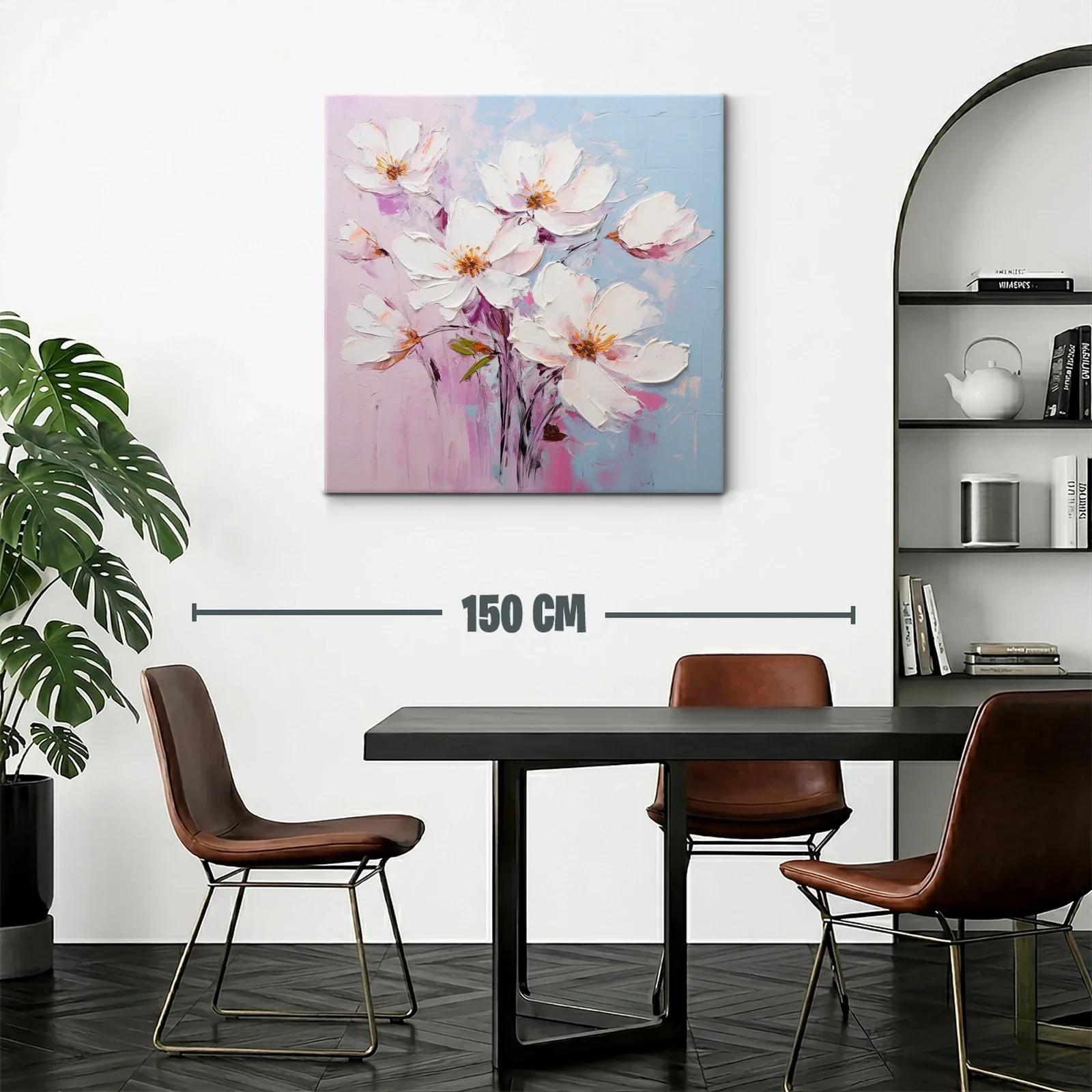 Cuadro de flores blancas sobre fondo pastel suave — miniatura 2