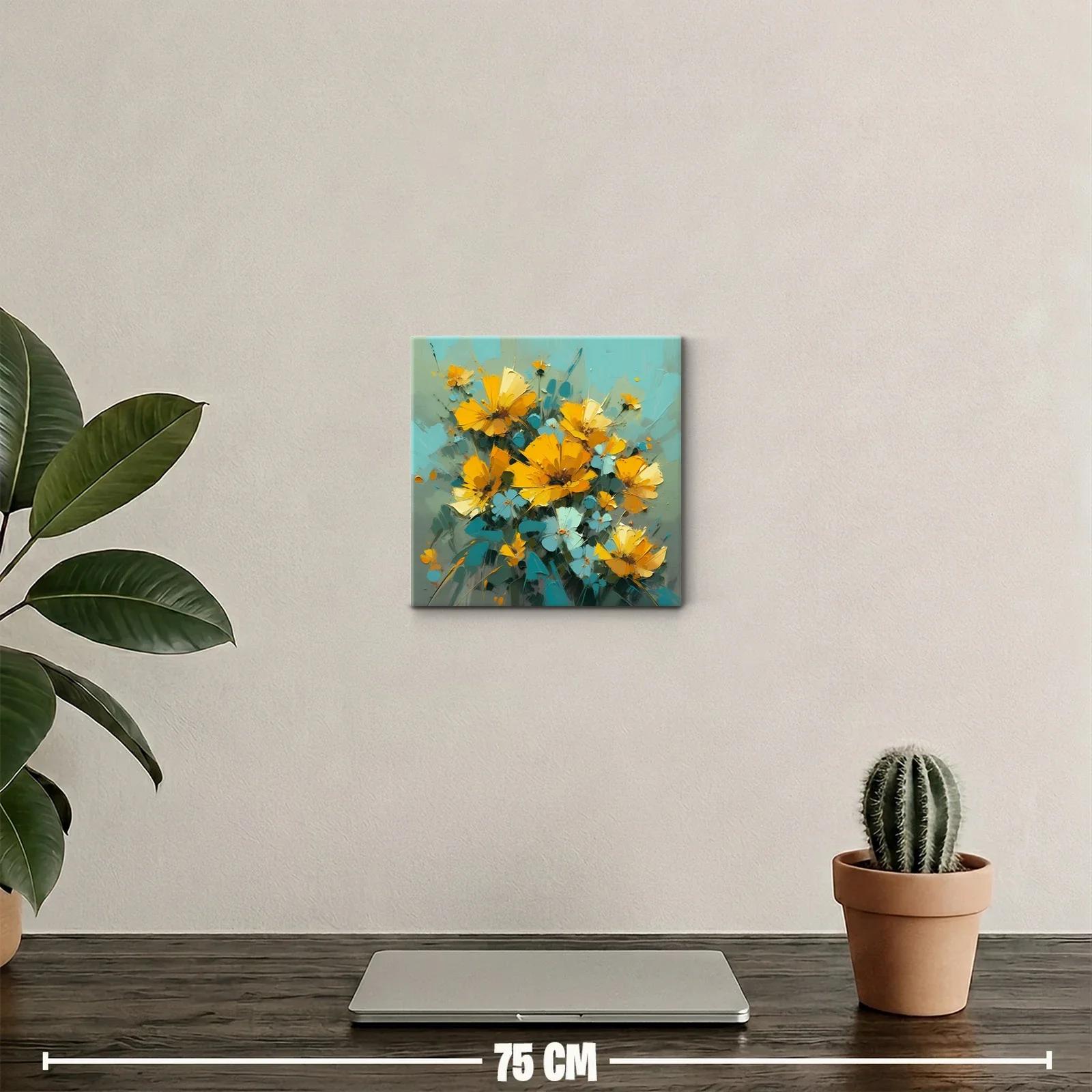 Ramo vibrante de flores amarillas y turquesas — miniatura 2