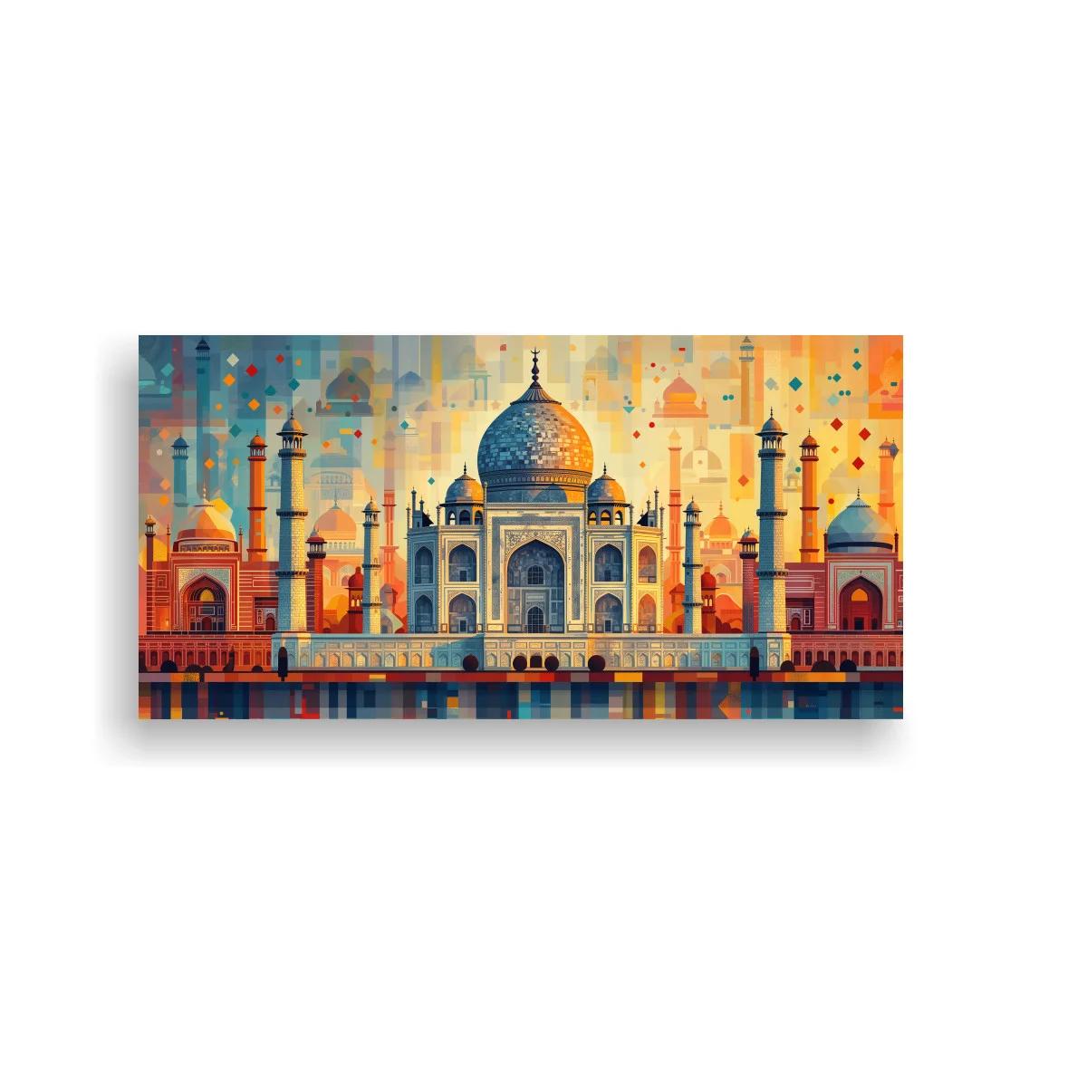 Cuadro Taj Mahal con reflejo y minaretes