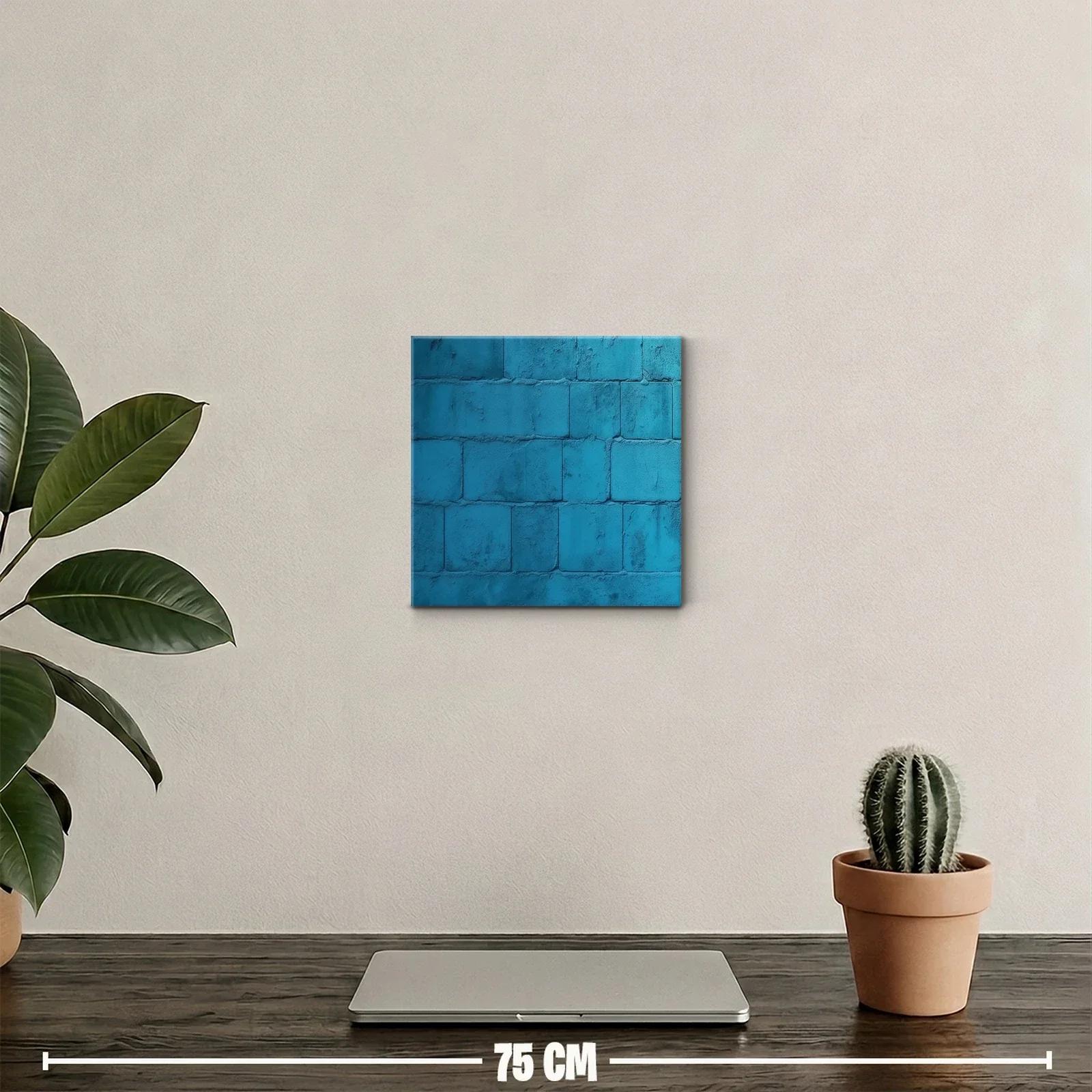 Textura de ladrillos en vibrante azul turquesa — miniatura 2