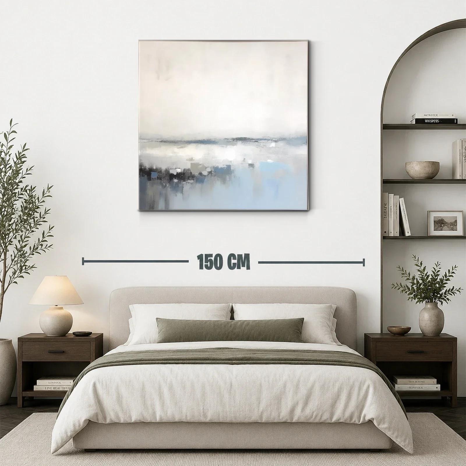 Cuadro abstracto en tonos suaves azules y grises — miniatura 3