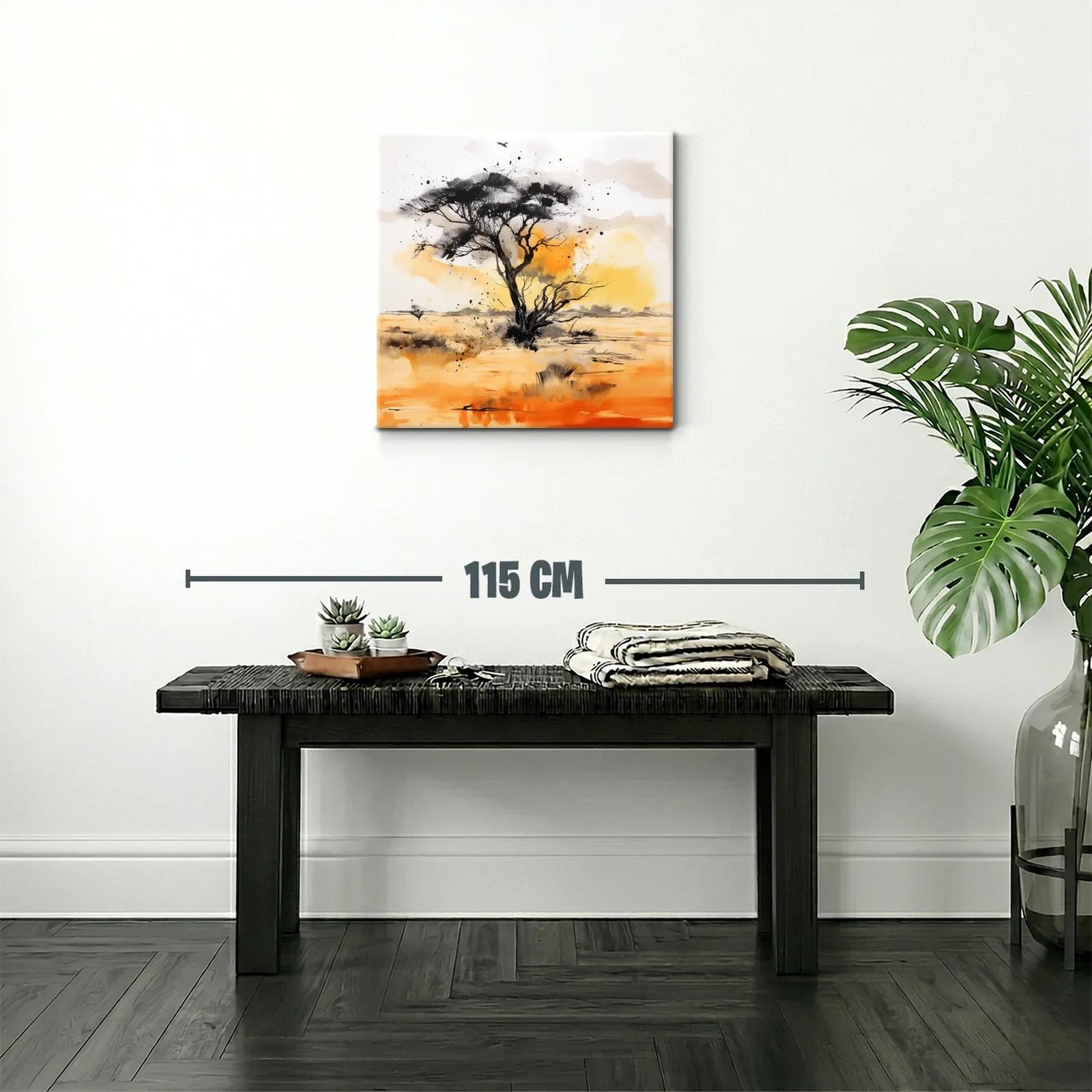 Árbol solitario al atardecer en horizonte desértico — miniatura 2