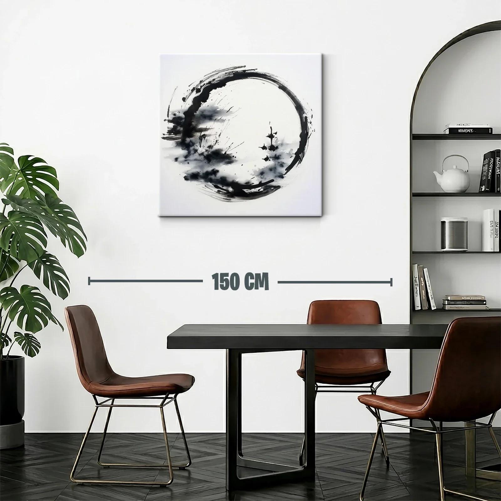Cuadro círculo zen en blanco y negro para espacios modernos — miniatura 2