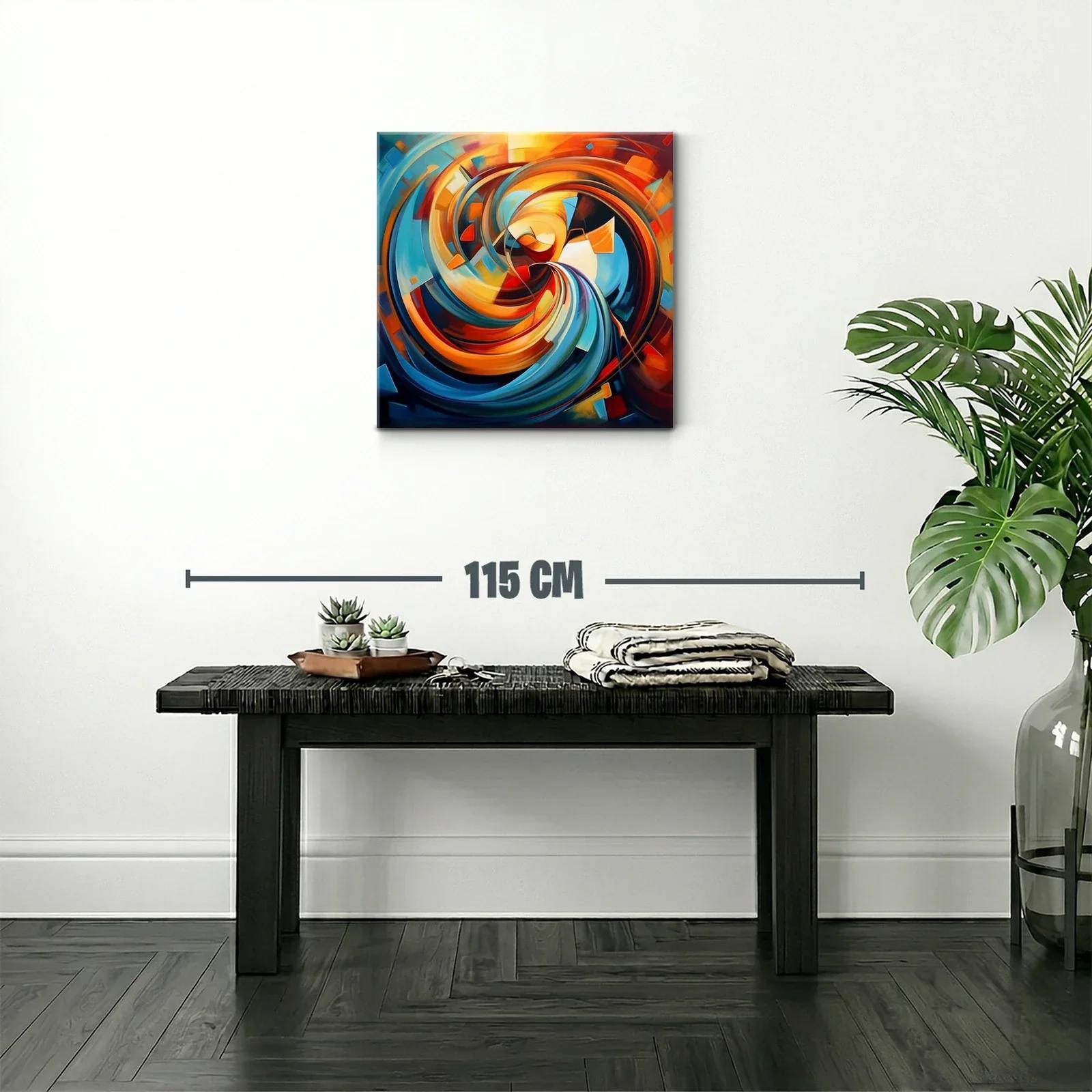 Cuadro abstracto con espirales vibrantes y tonos cálidos — miniatura 2