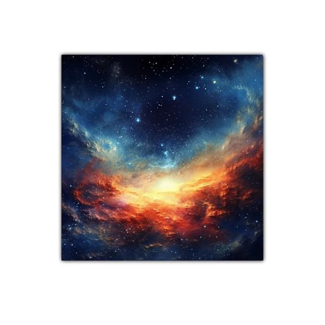 Cuadro decorativo con galaxia en tonos cálidos y fríos