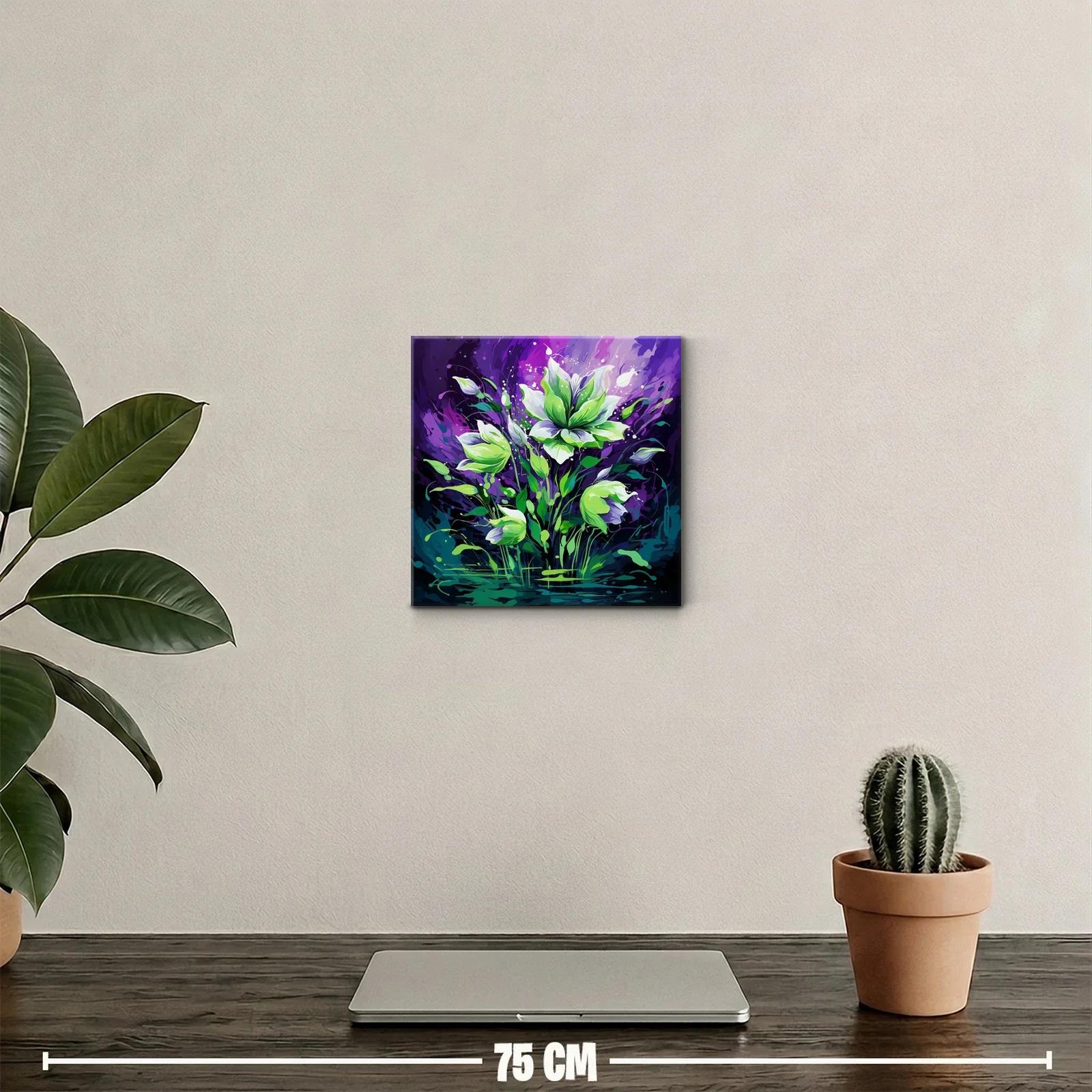 Flores vibrantes en tonos verdes y púrpuras — miniatura 2