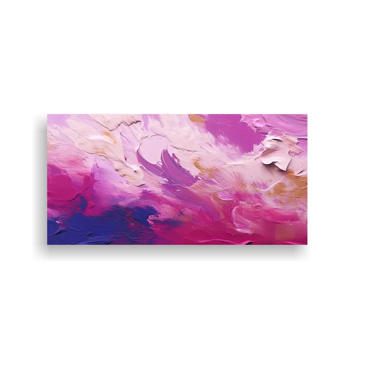 Cuadro abstracción en pinceladas rosas y moradas