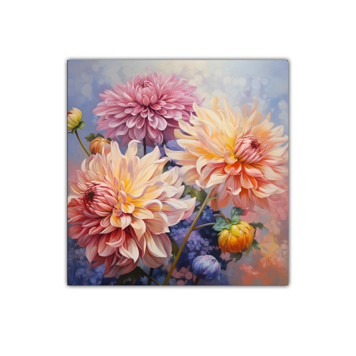 Cuadro decorativo con flores en tonos cálidos y pastel