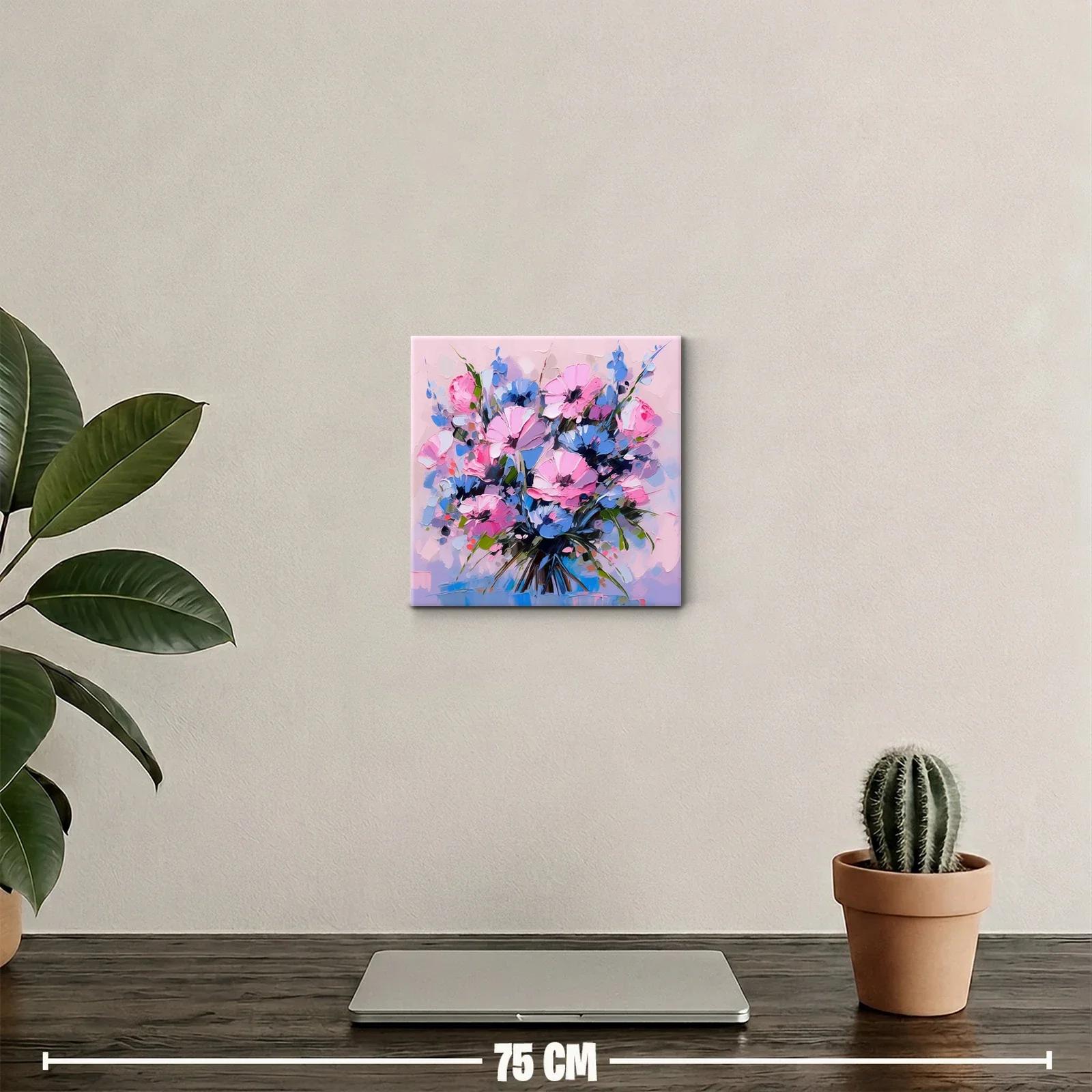 Ramo de flores en tonos rosas y azules vibrantes — miniatura 2