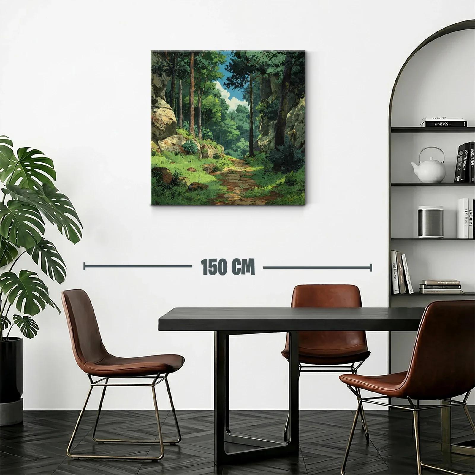 Camino entre árboles y rocas en bosque frondoso y tranquilo — miniatura 2