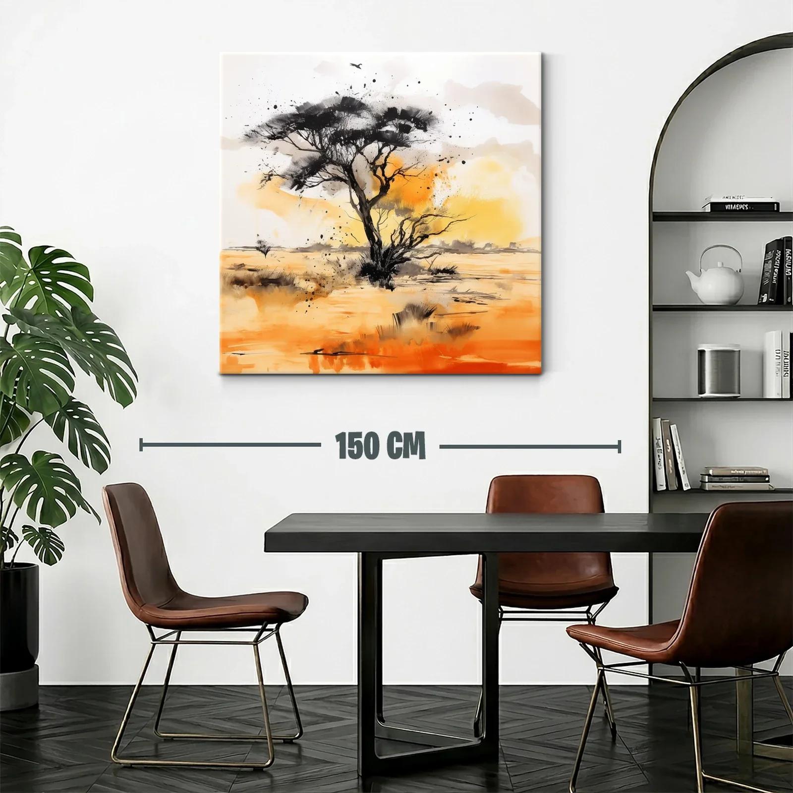 Árbol solitario al atardecer en horizonte desértico — miniatura 2