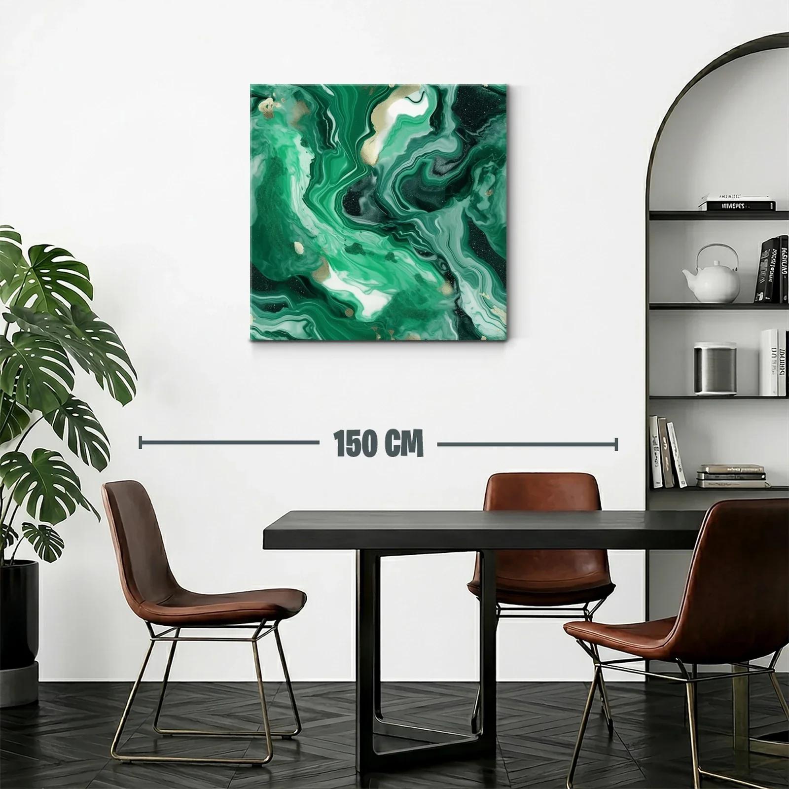 Arte abstracto con tonos verdes y detalles dorados — miniatura 2