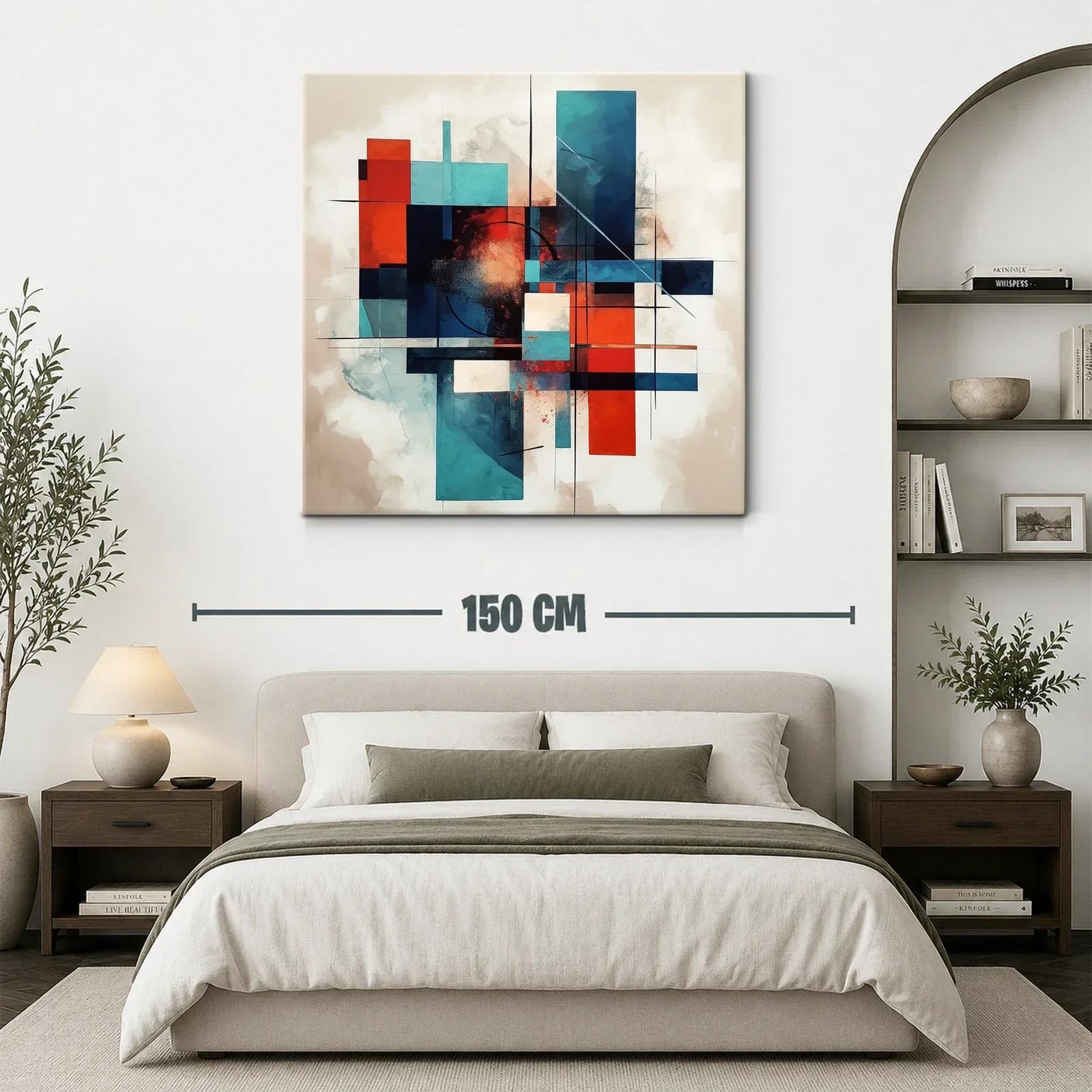 Composición abstracta en azul y rojo con formas geométricas — miniatura 3