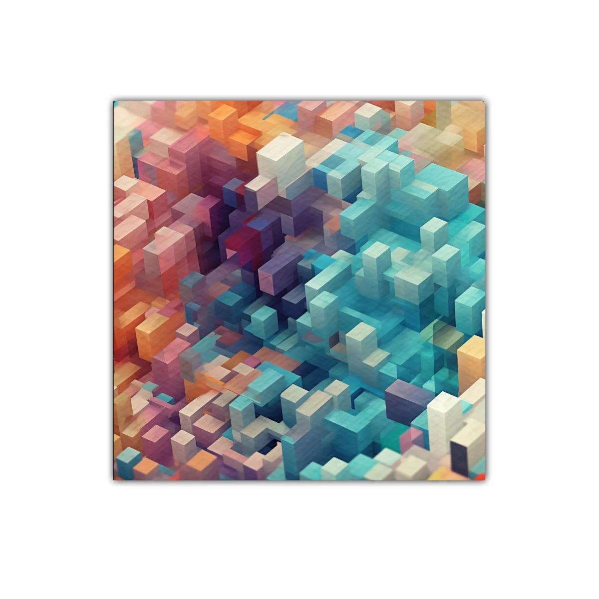 Composición abstracta de cubos en tonos vibrantes y pastel — imagen principal