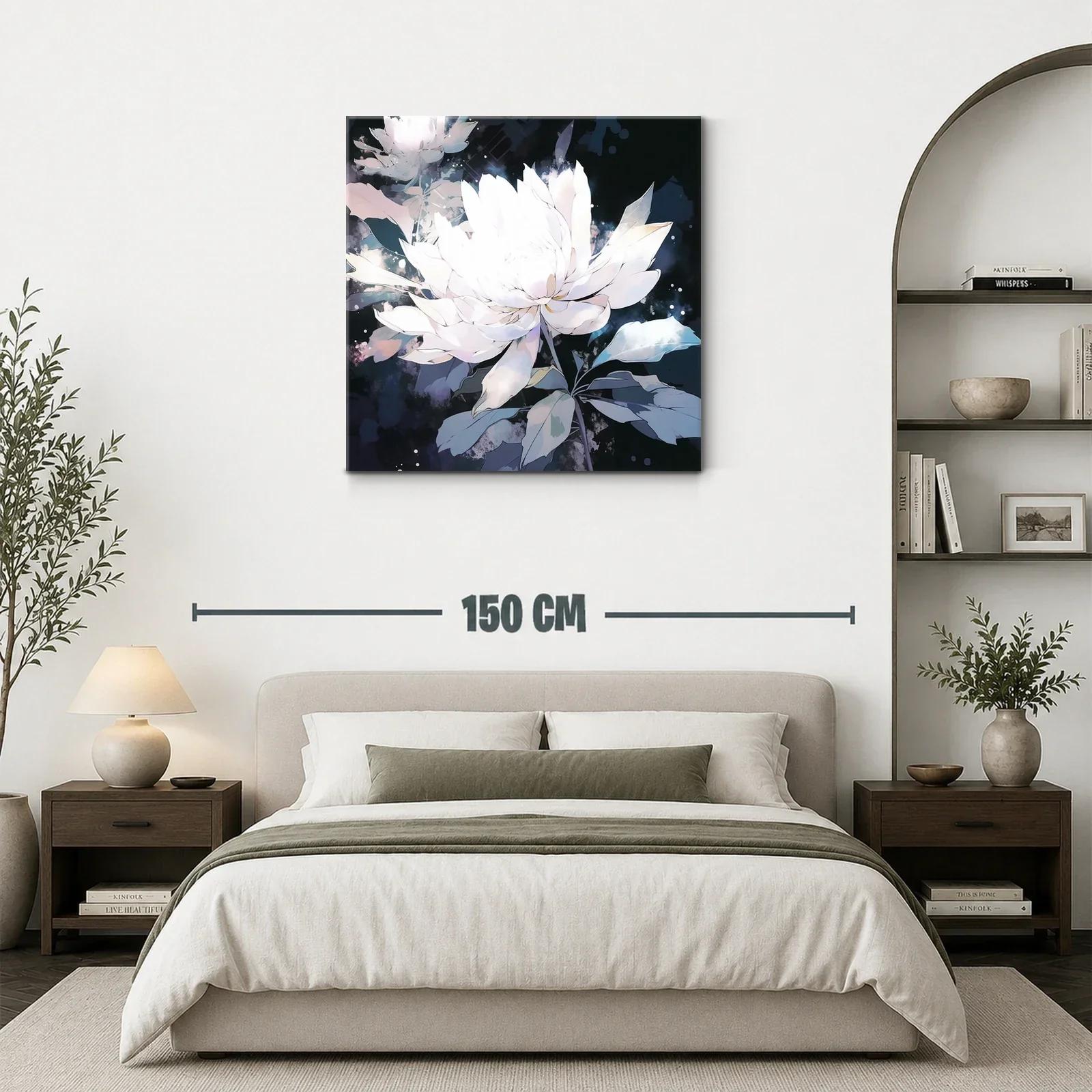 Cuadro Floral Blanco con Fondo Oscuro y Detalles Elegantes — miniatura 3