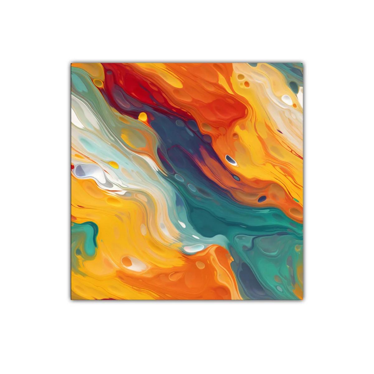 Cuadro decorativo con vibrantes formas líquidas en tonos cálidos — imagen principal