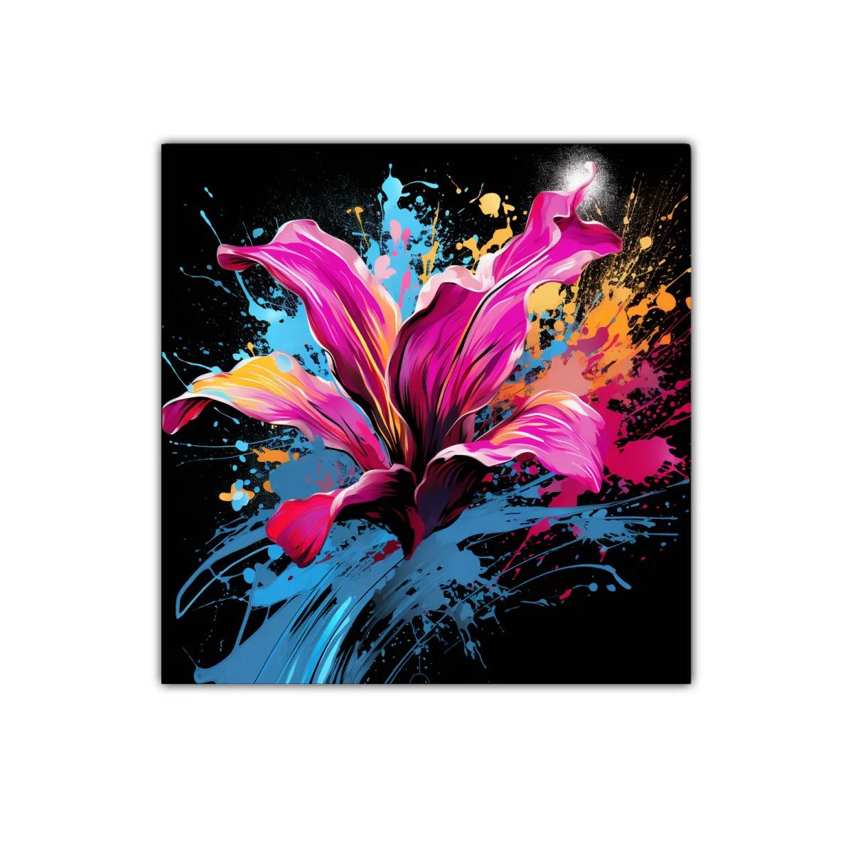 Flor vibrante con explosión de colores intensos