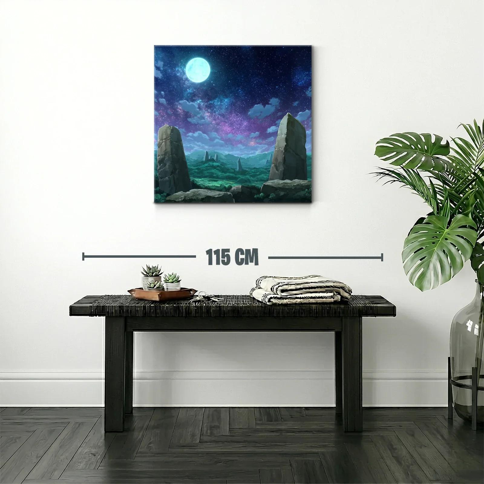 Paisaje nocturno con piedras monolíticas y cielo estrellado — miniatura 2
