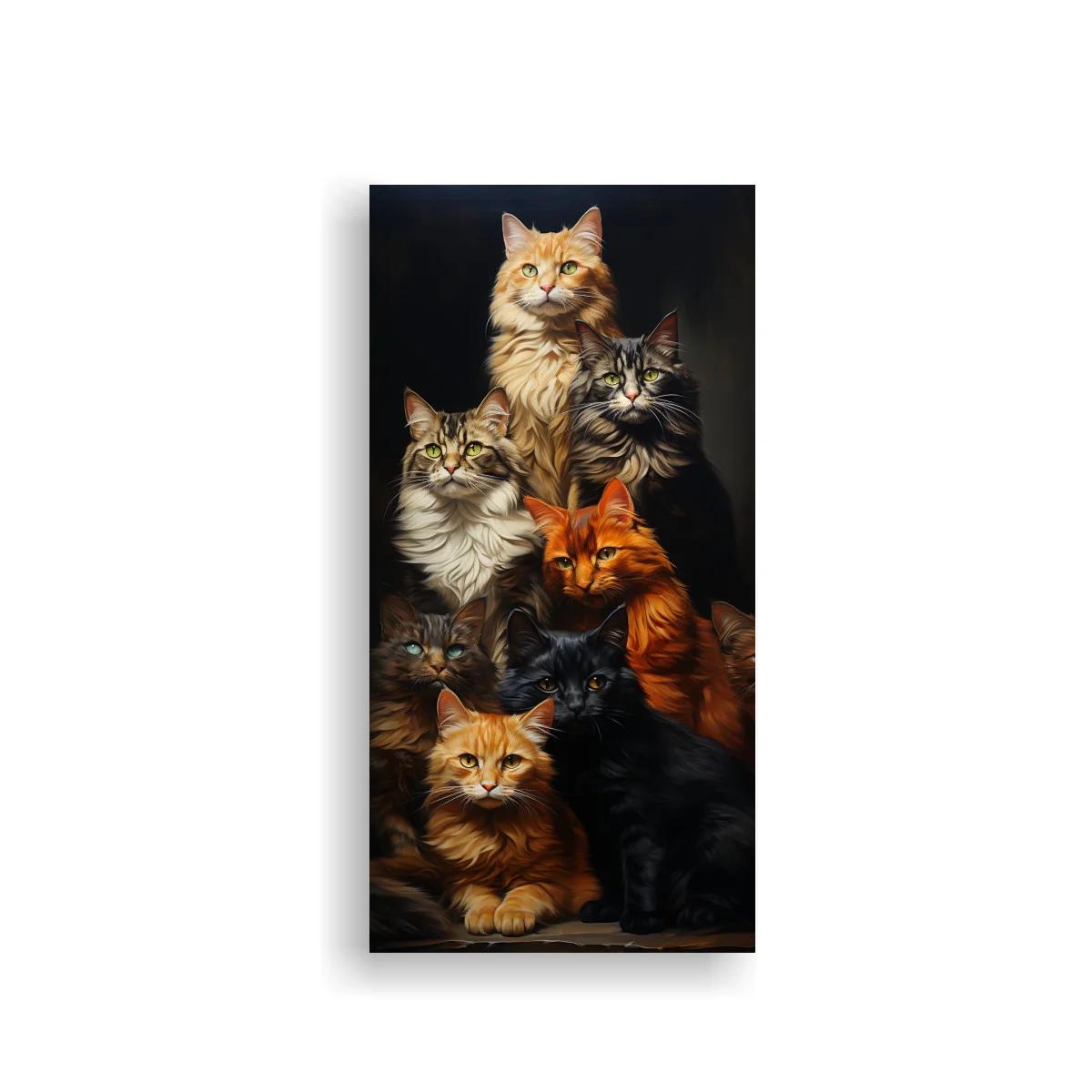 Cuadro grupo de gatos de pelo largo en tonos cálidos — imagen principal