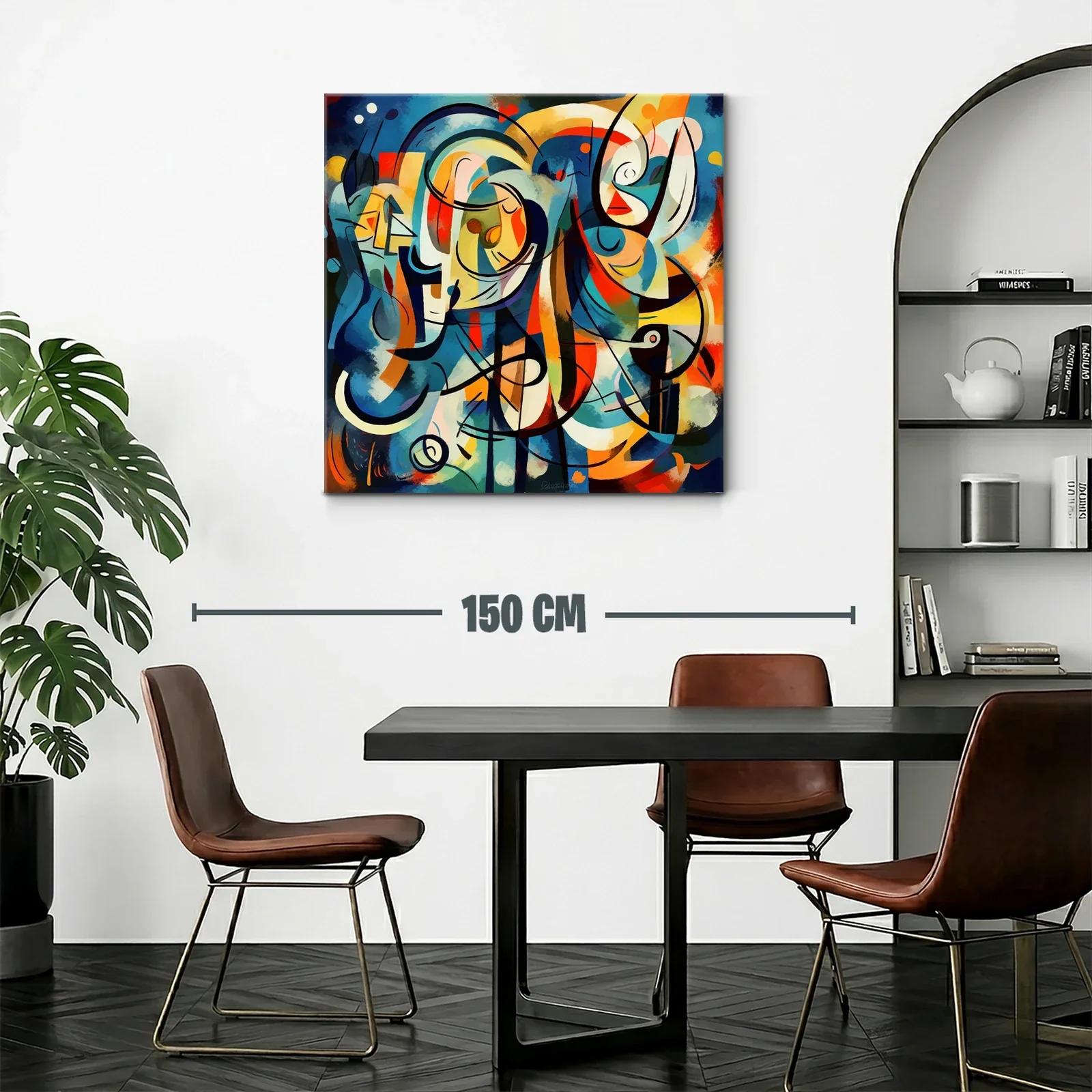 Cuadro abstracto con vibrantes formas y líneas dinámicas — miniatura 2