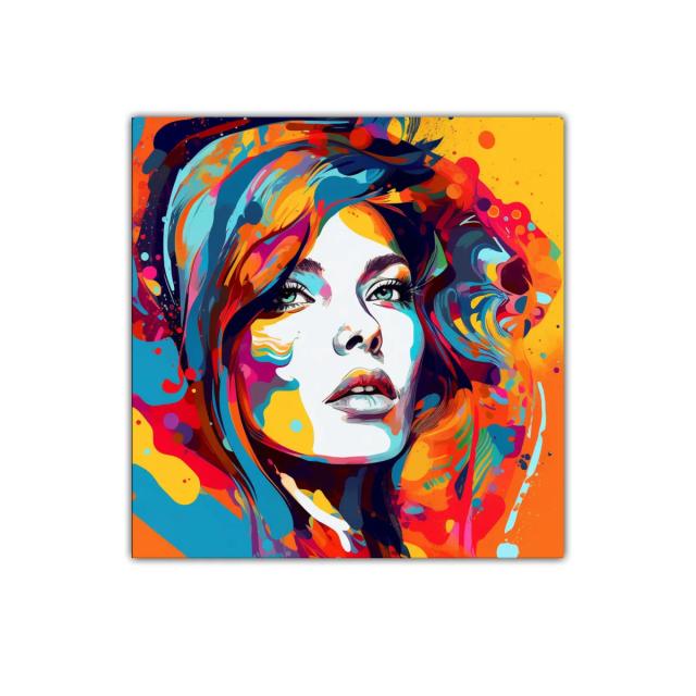 Retrato colorido con explosión de tonos vibrantes y estilo moderno