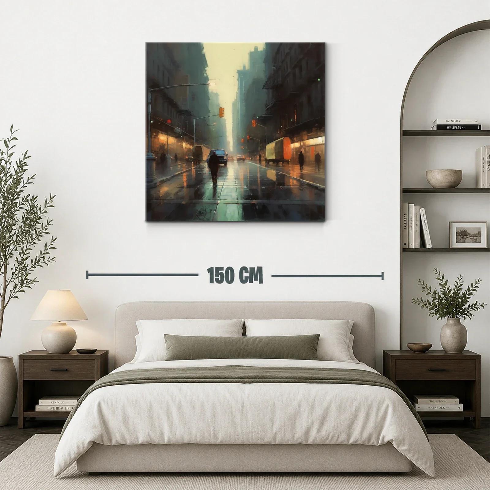 Atardecer lluvioso en la ciudad con luces cálidas — miniatura 3