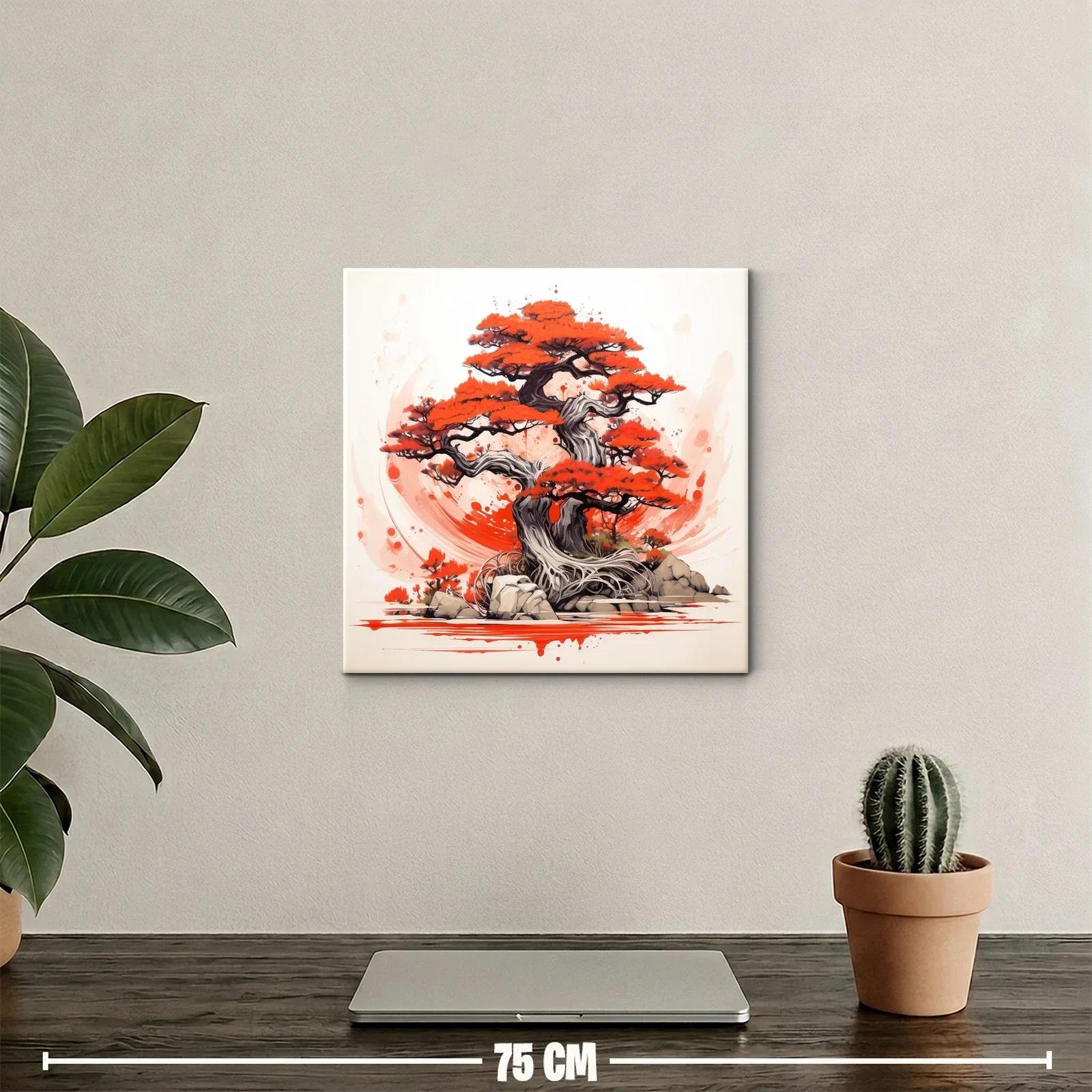 Árbol de bonsái con vibrantes tonos rojo y gris — miniatura 2