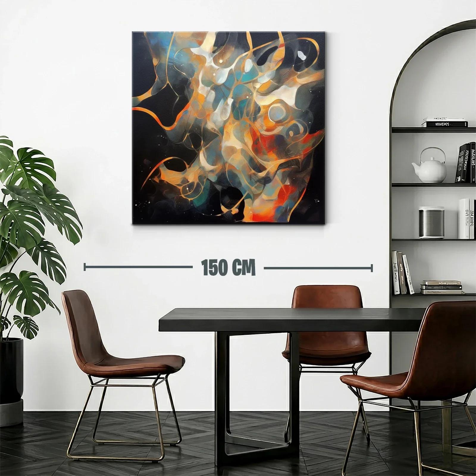 Cuadro abstracto con formas fluidas y tonos vibrantes — miniatura 2
