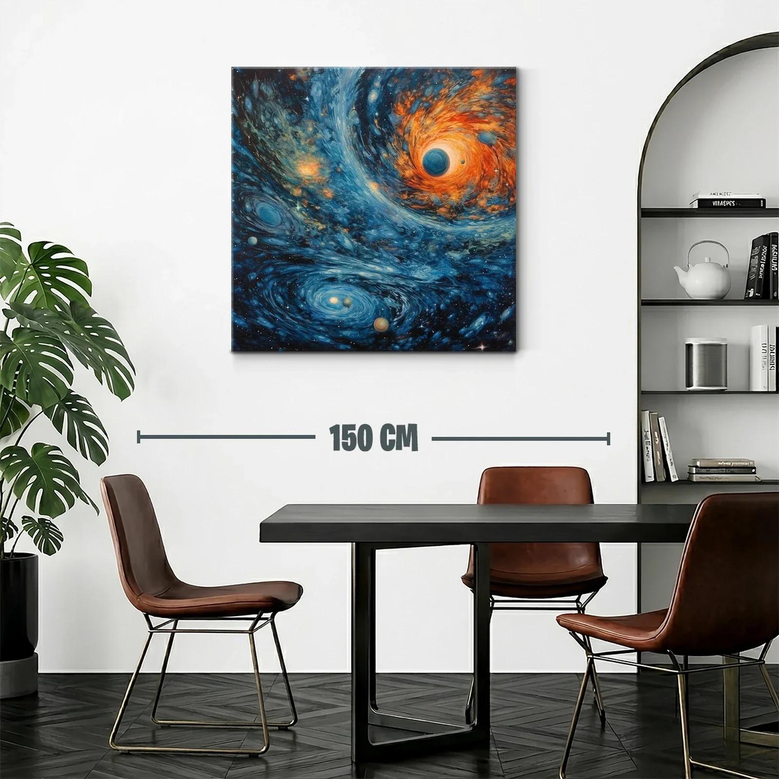 Cuadro Cósmico con Galaxias y Planetas en Movimiento — miniatura 2