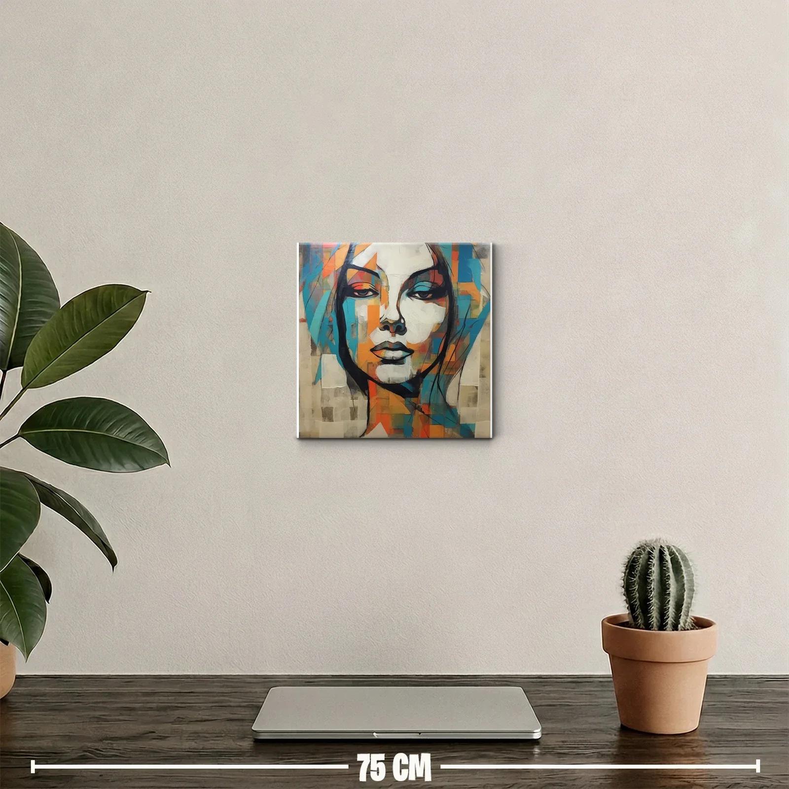 Rostro femenino en tonos cálidos y fríos contrastantes — miniatura 2