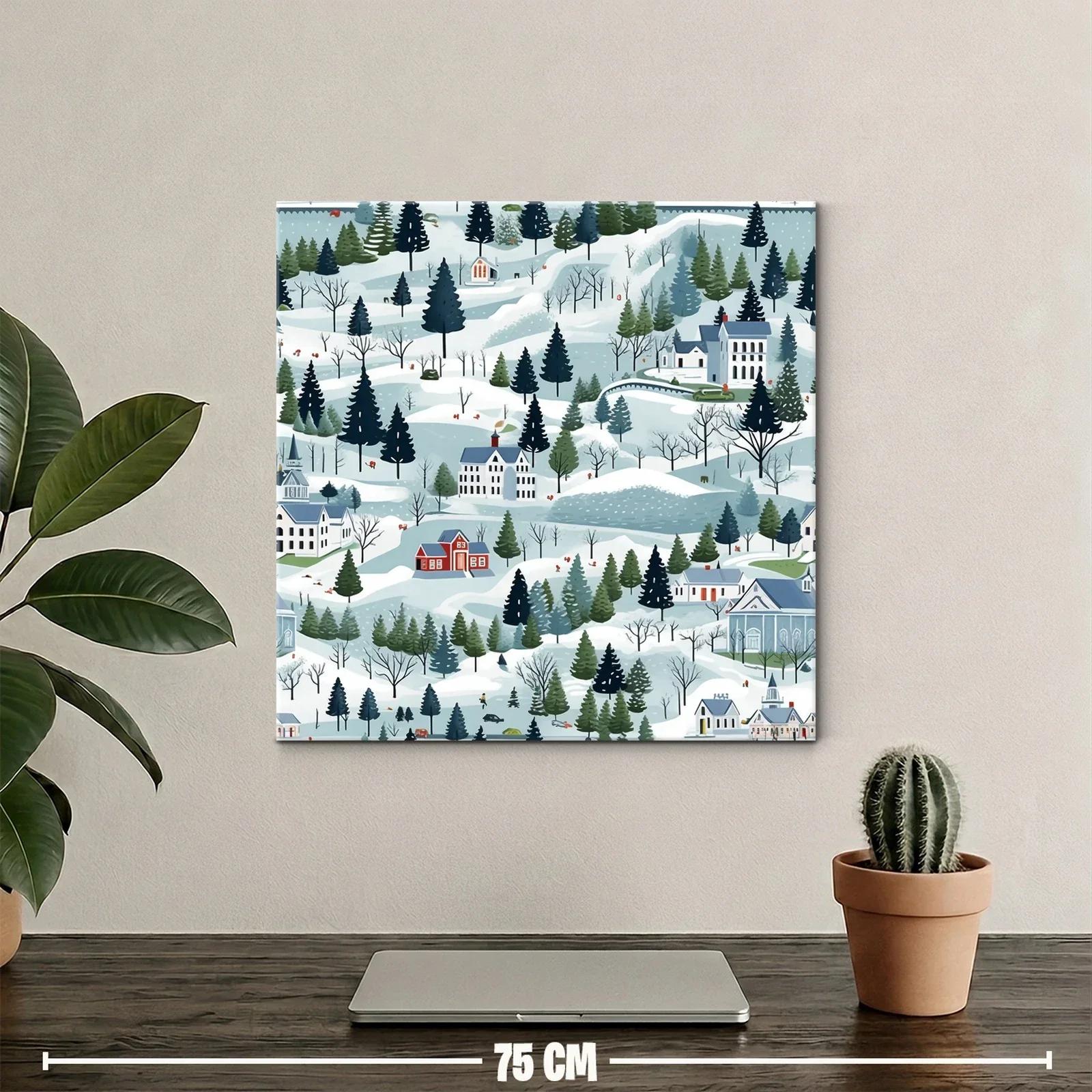 Paisaje de Invierno con Casas y Bosques Nevados — miniatura 2