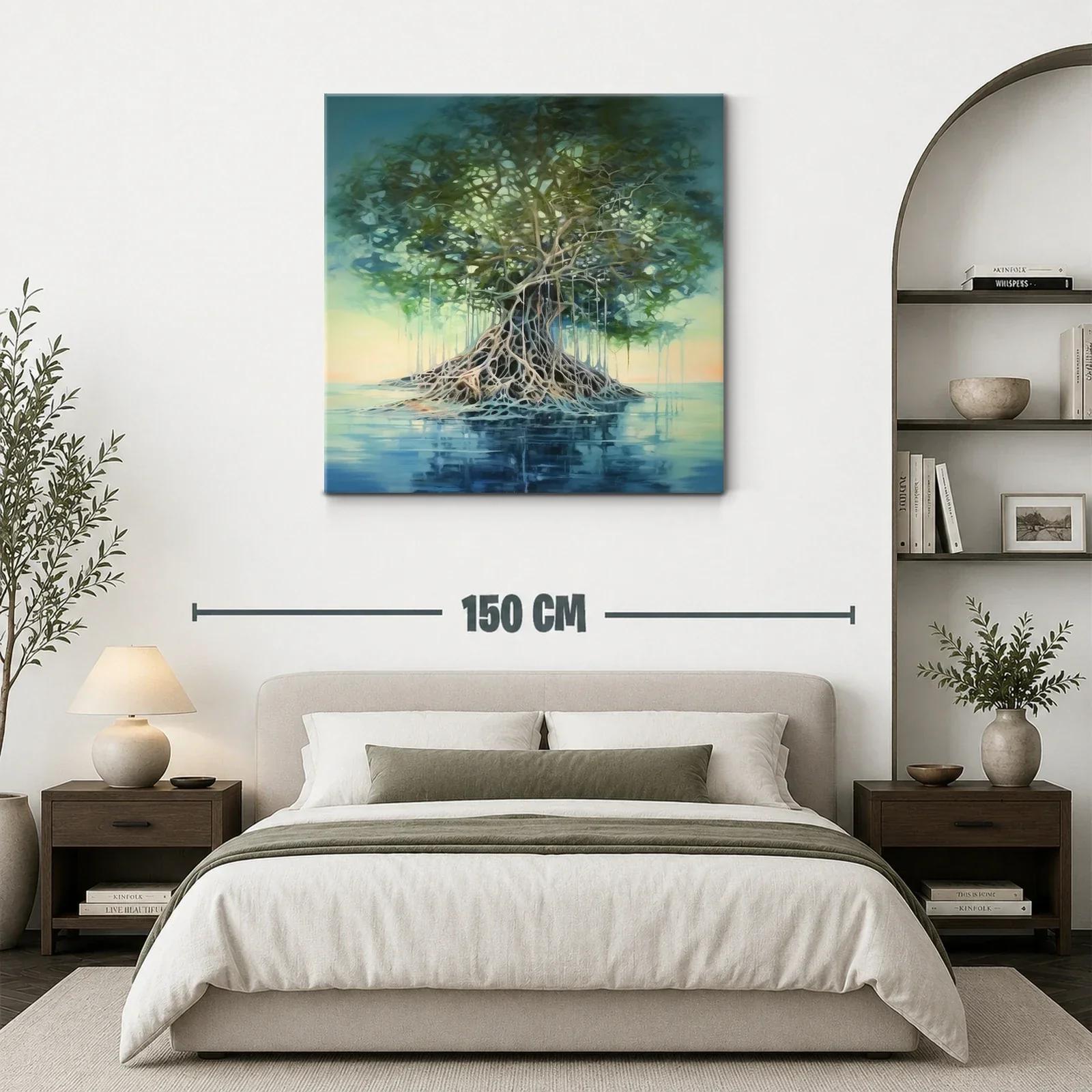 Árbol enraizado en agua con tonos suaves y verdes — miniatura 3