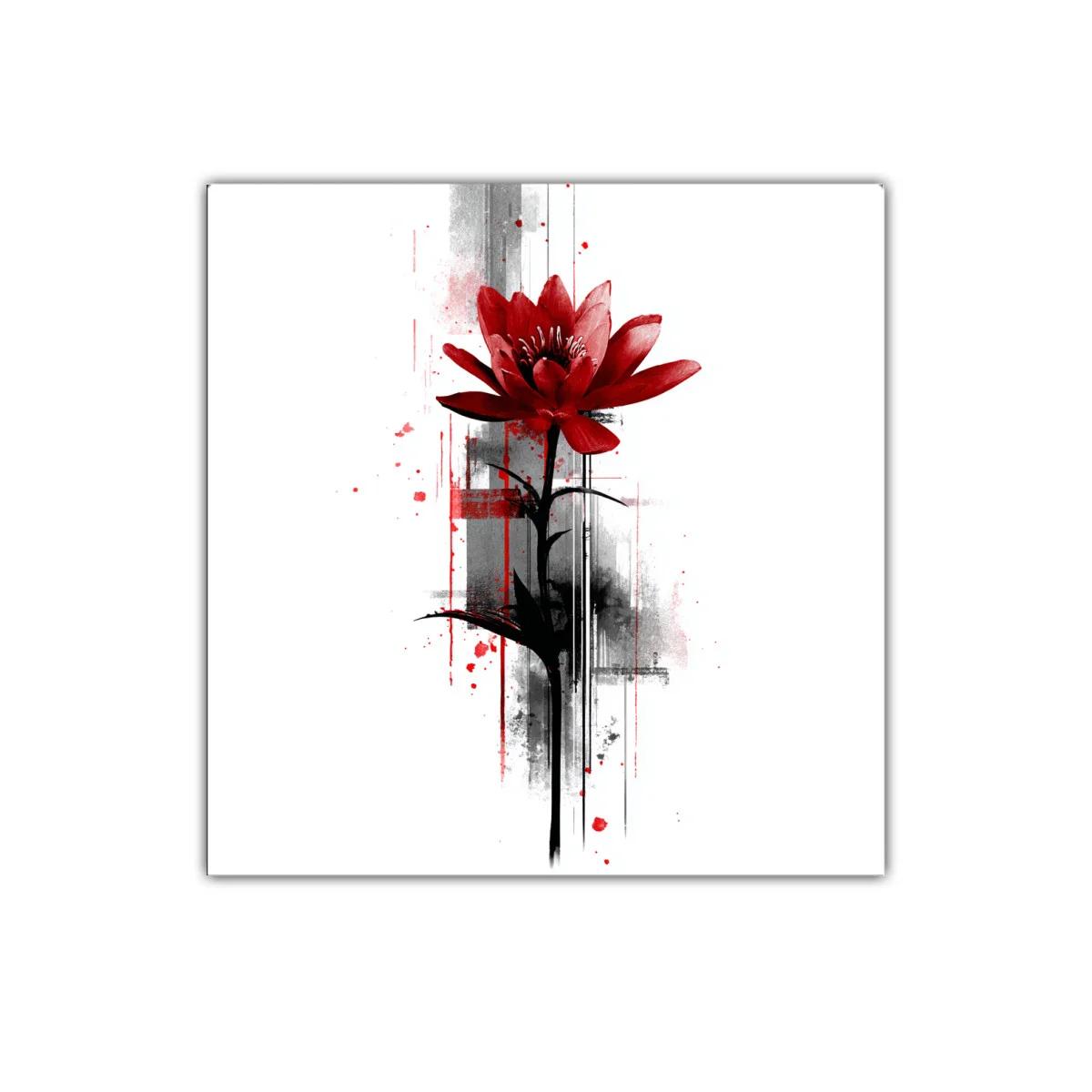 Flor roja con fondo abstracto en contraste elegante