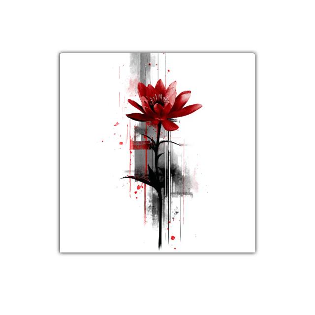 Flor roja con fondo abstracto en contraste elegante