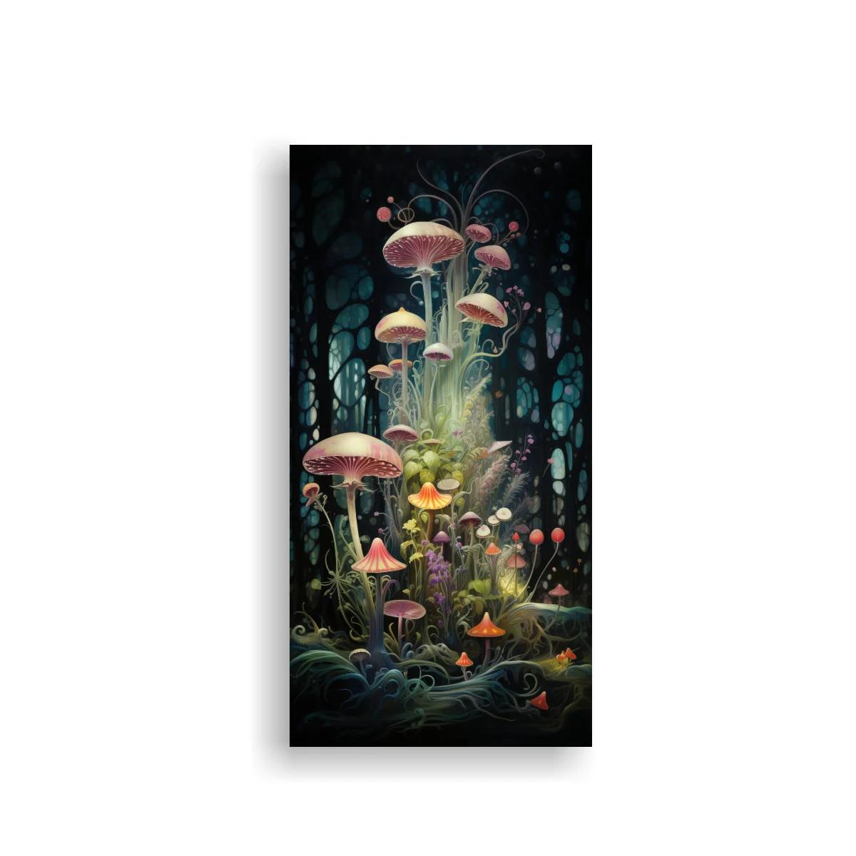 Cuadro setas brillantes en bosque encantado