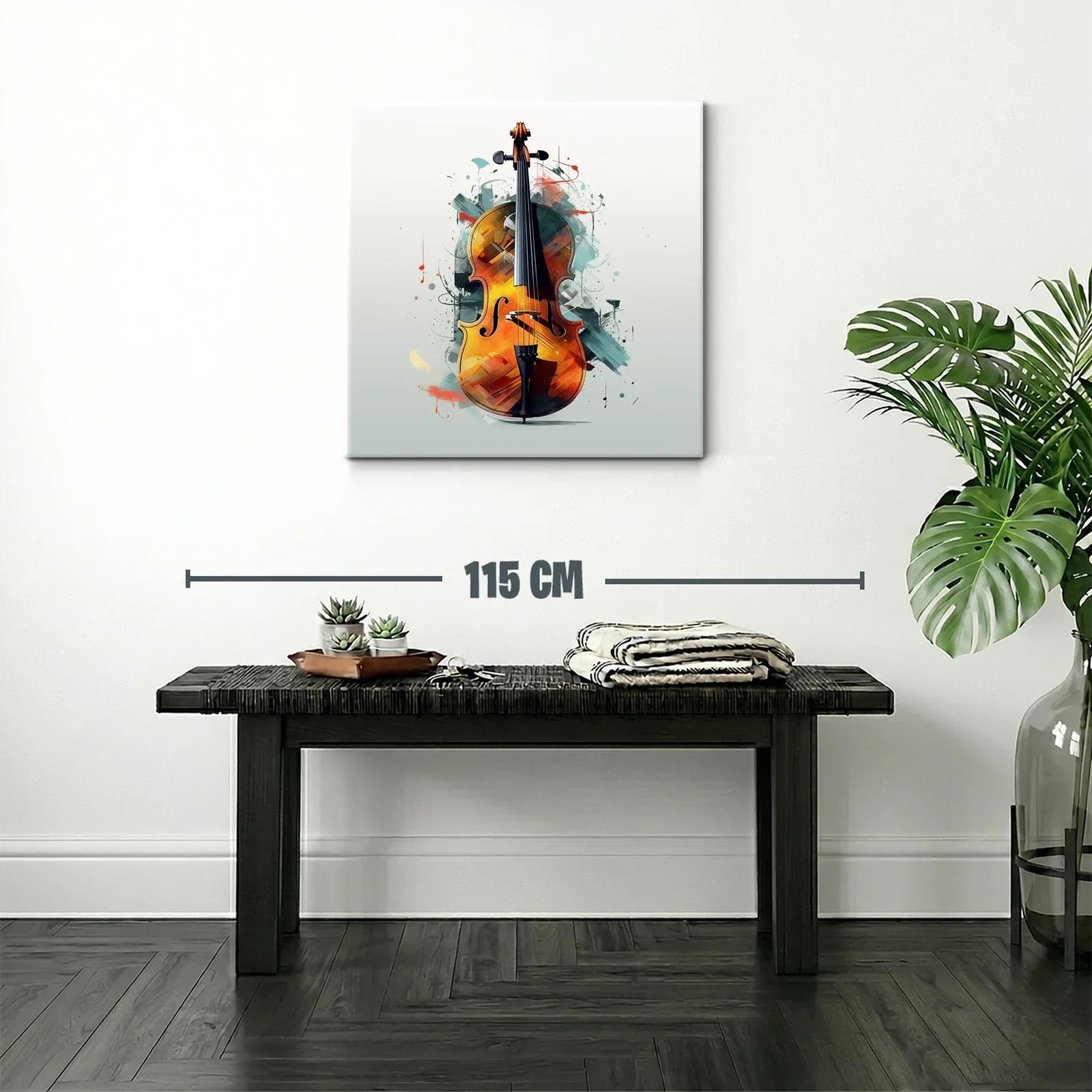 Cuadro con violín vibrante y toque moderno artístico — miniatura 2