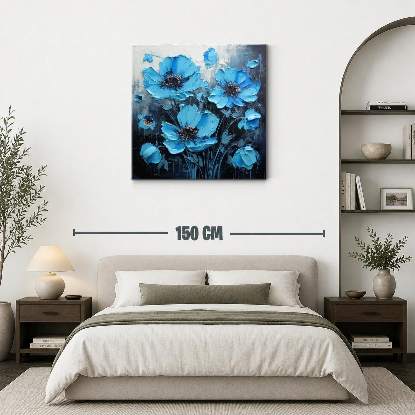 Flores azules vibrantes sobre fondo oscuro elegante — miniatura 3
