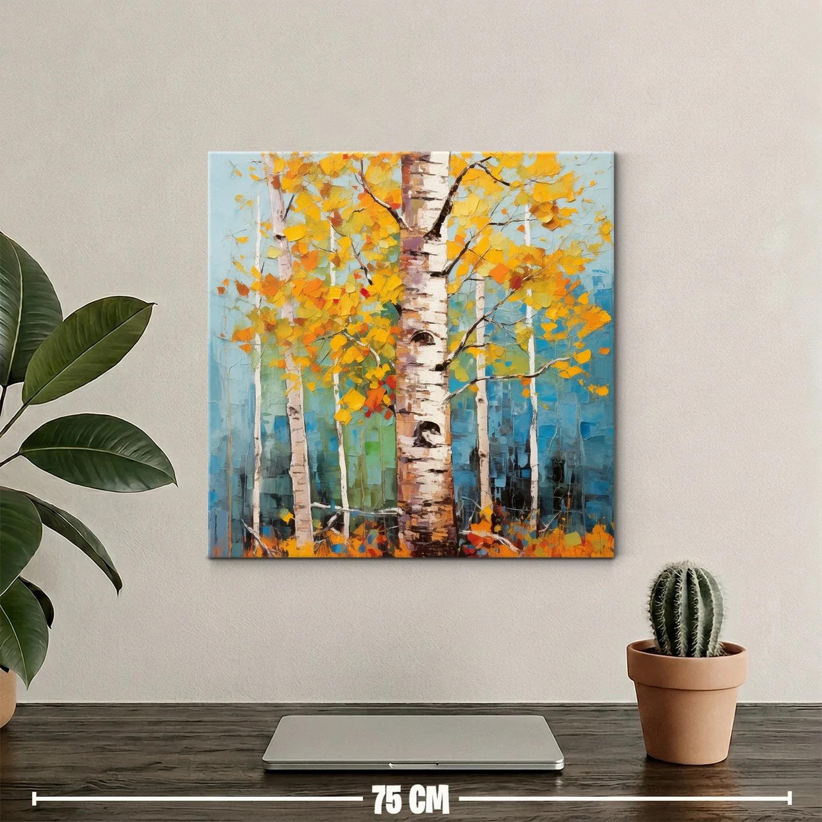 Bosque de abedules con hojas amarillas vibrantes — miniatura 2